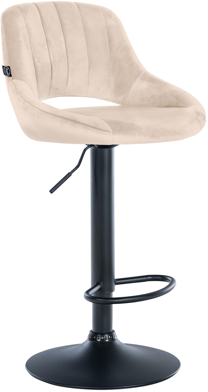 CLP Barhocker Milet Samt schwarz - Farbe: creme, Gestellfarbe: schwarz