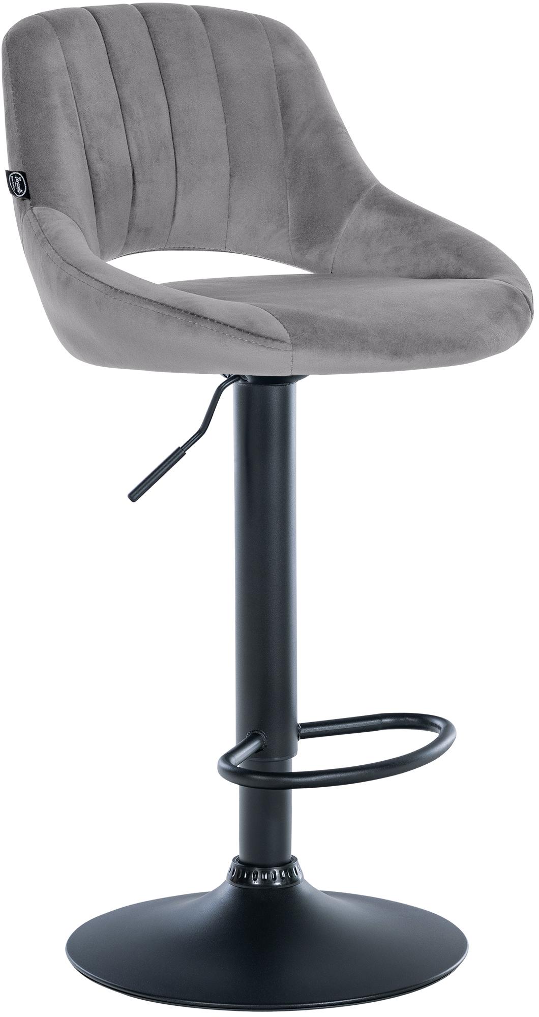 CLP Barhocker h&ouml;henverstellbar mit Lehne Milet, Barstuhl gepolstert Samtbezug, Tresenstuhl mit Metallgestell drehbar 