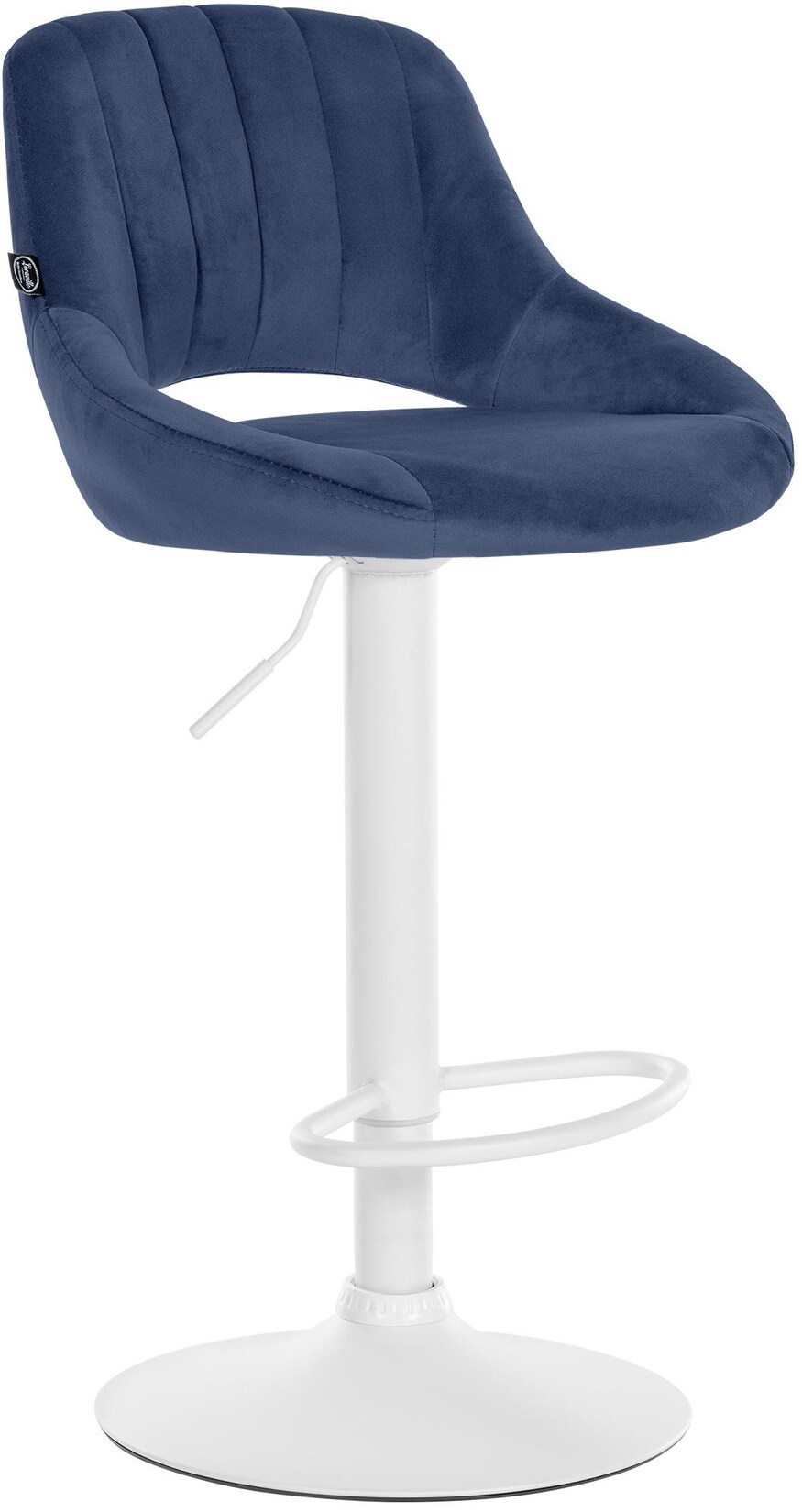 CLP Barhocker Milet Samt weiß - Farbe: blau, Gestellfarbe: weiß