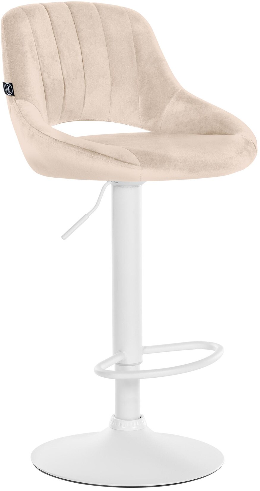 CLP Barhocker Milet Samt weiß - Farbe: creme, Gestellfarbe: weiß