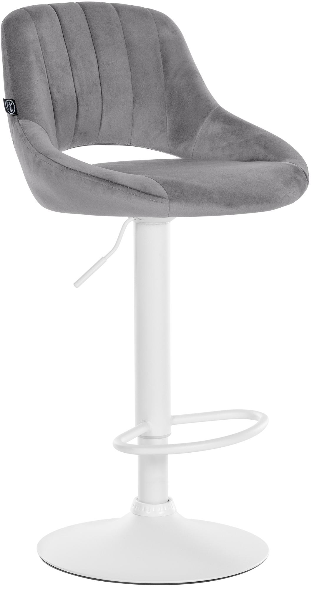 CLP Barhocker h&ouml;henverstellbar mit Lehne Milet, Barstuhl gepolstert Samtbezug, Tresenstuhl mit Metallgestell drehbar 