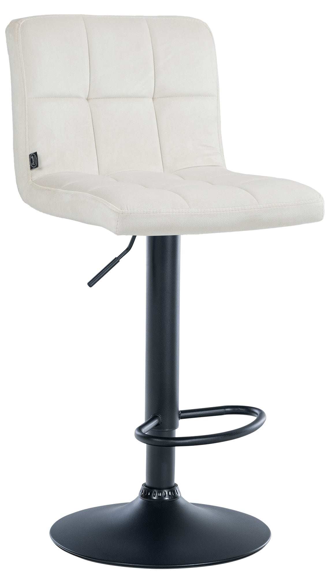 CLP Design Barhocker Peru Samt I H&ouml;henverstellbarer Drehstuhl Mit Gestepptem Polster I Komfort Thekenhocker Mit Fu&szlig;st&uuml;tze Und Metallgestell 