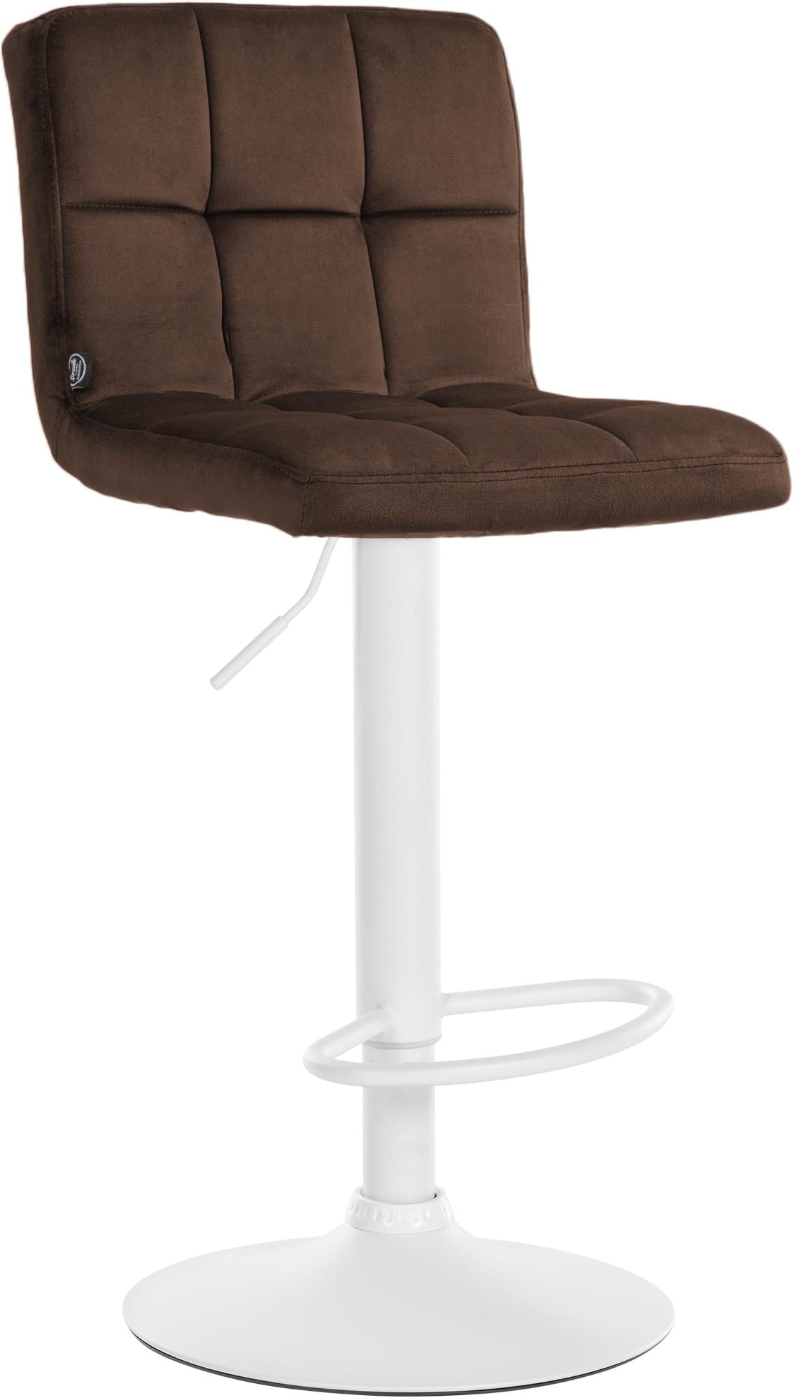 CLP Barhocker h&ouml;henverstellbar mit Lehne Peru, Barstuhl gepolstert Samtbezug, Tresenstuhl mit Metallgestell drehbar 
