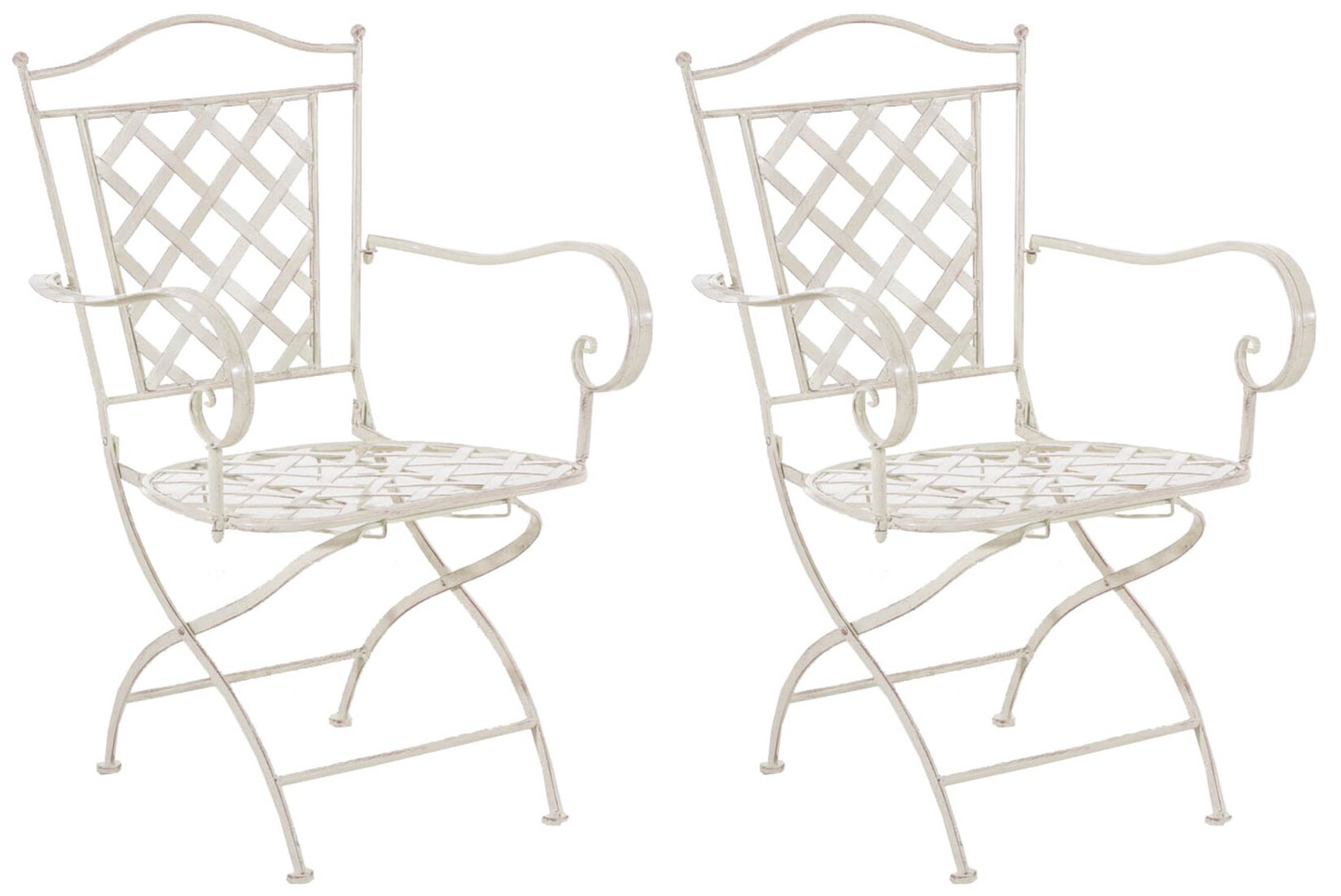 CLP 2er Set Eisenstühle Adara im Jugendstil I Outdoor-Stühle mit Armlehnen I Handgefertigte Gartenstühle aus Eisen