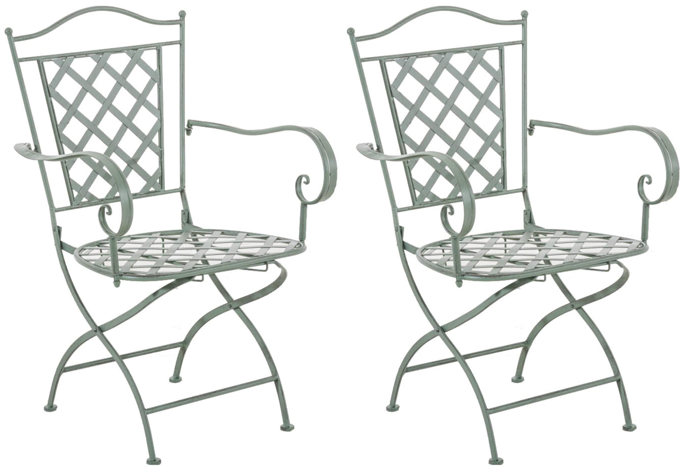 CLP 2er Set Eisenst&uuml;hle Adara im Jugendstil I Outdoor-St&uuml;hle mit Armlehnen I Handgefertigte Gartenst&uuml;hle aus Eisen 