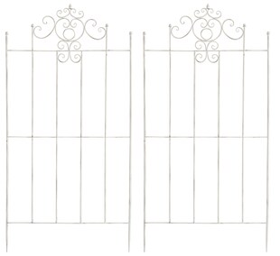 CLP 2er Set Eisen-Rankgitter Paula Im Rustikalen Landhausstil I Rankzaun Mit Stilvollen Verzierungen 