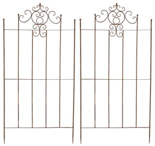 CLP 2er Set Eisen-Rankgitter Paula Im Rustikalen Landhausstil I Rankzaun Mit Stilvollen Verzierungen 