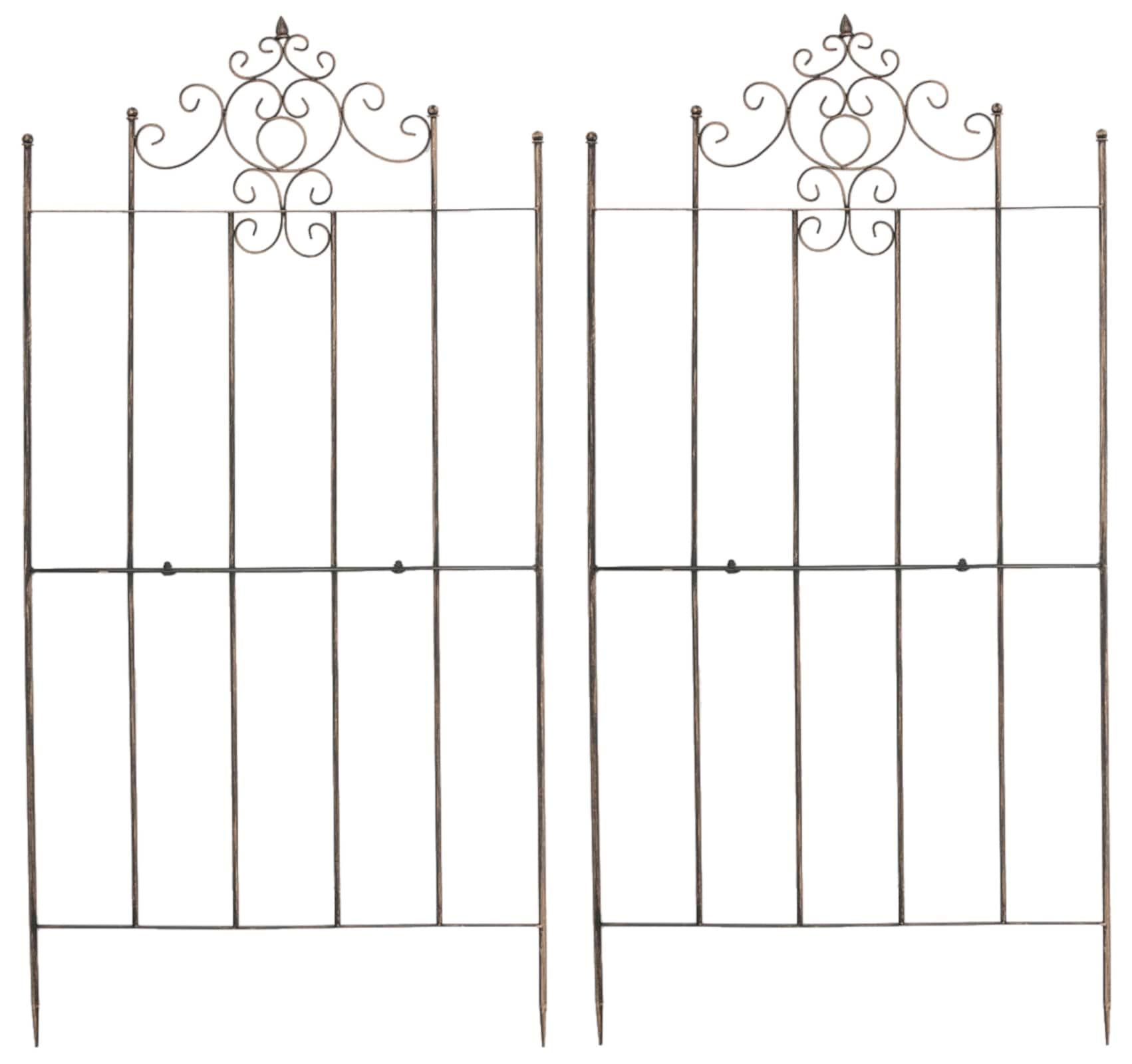 CLP 2er Set Eisen-Rankgitter Paula Im Rustikalen Landhausstil I Rankzaun Mit Stilvollen Verzierungen 