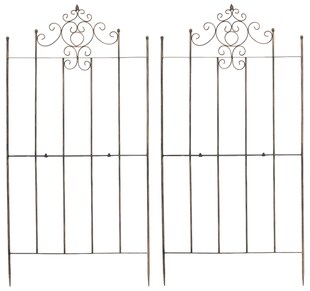 CLP 2er Set Eisen-Rankgitter Paula Im Rustikalen Landhausstil I Rankzaun Mit Stilvollen Verzierungen 