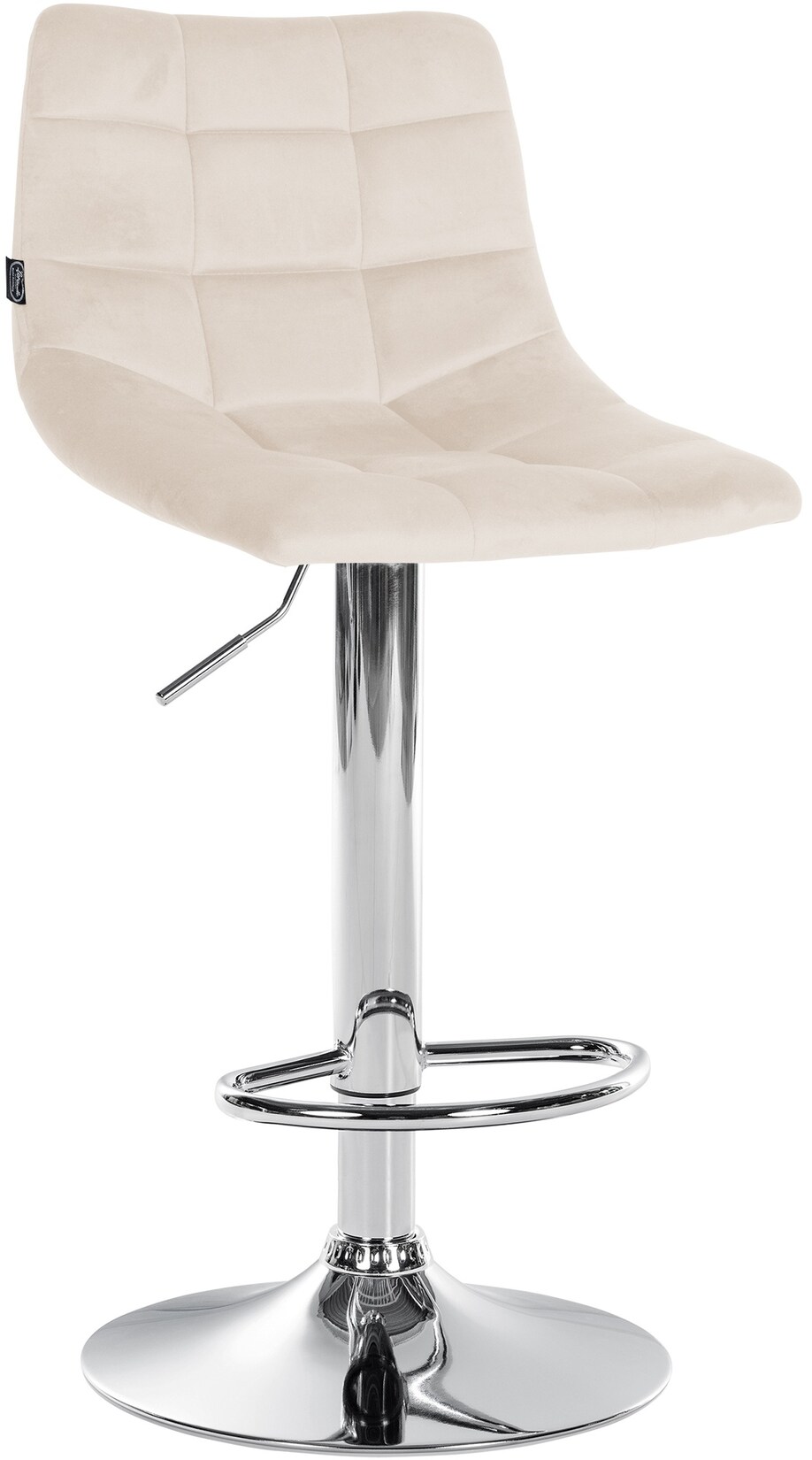 CLP Barhocker Jerry Samt chrom Farbe: creme, Gestell Farbe: chrom