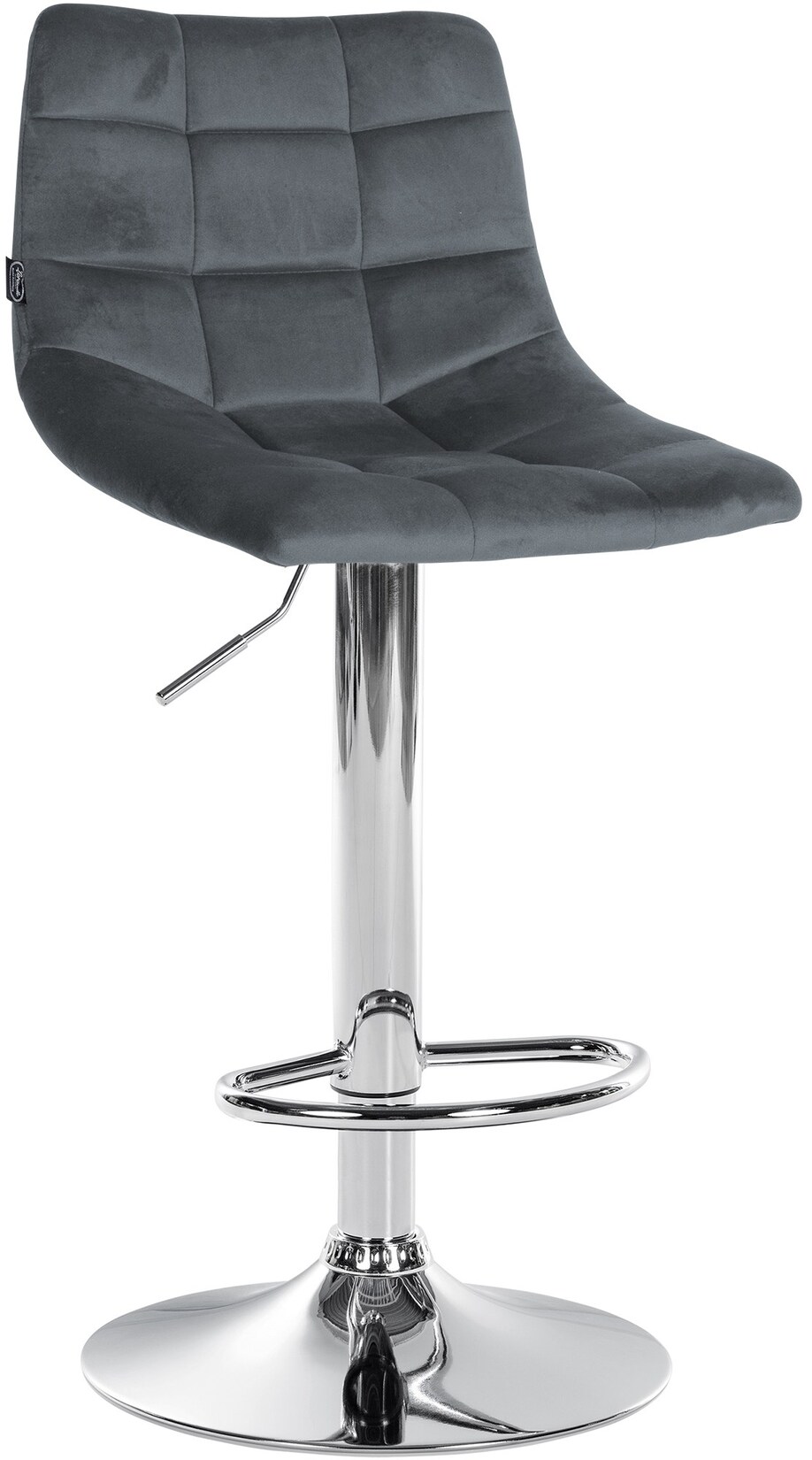 CLP Barhocker Jerry Samt chrom - Farbe: dunkelgrau, Gestellfarbe: chrom