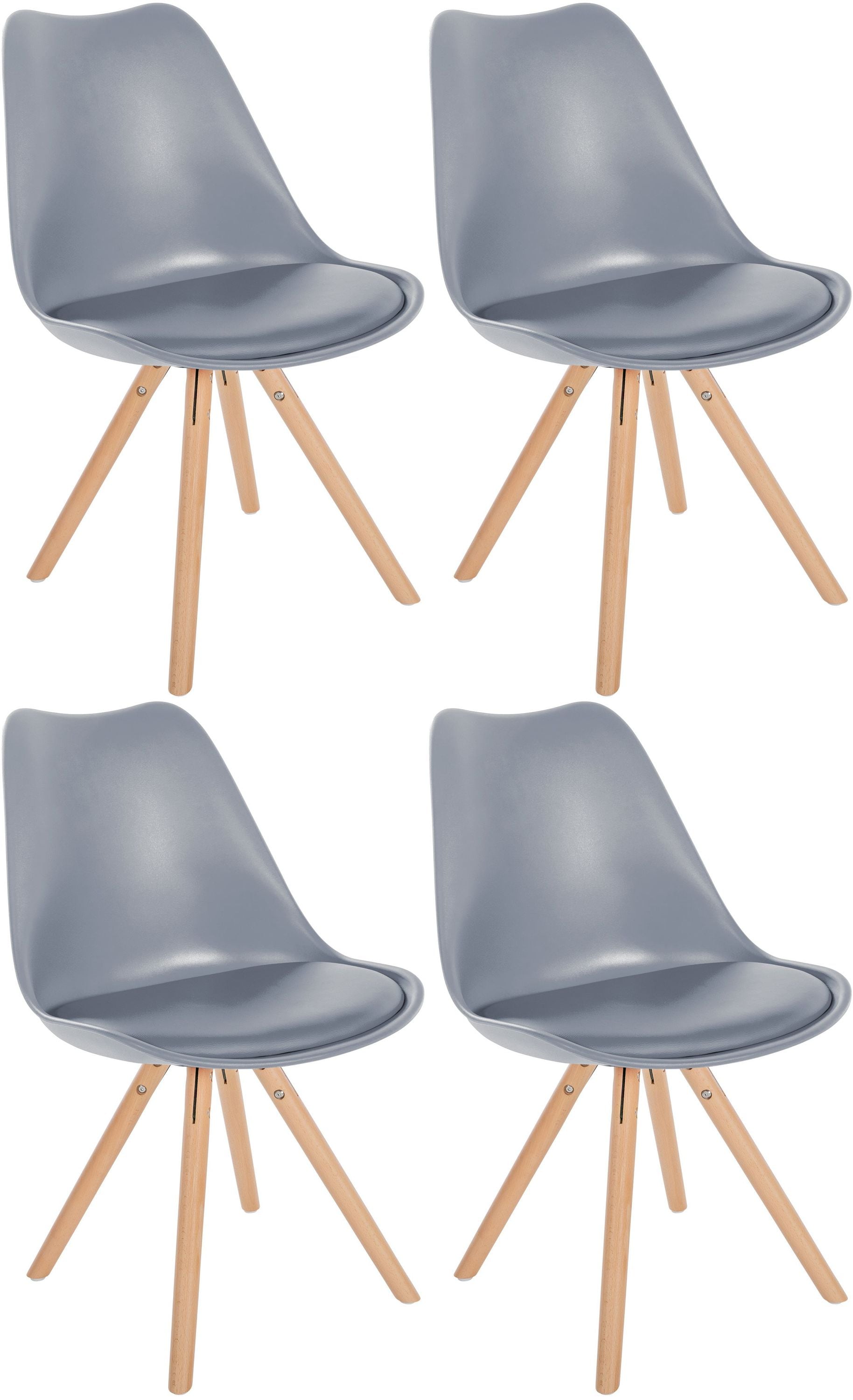 CLP 4er Set St&uuml;hle Sofia Kunststoff I Esszimmerst&uuml;hle Mit Kunstledersitz und Kunststoffschale I Kunststoffst&uuml;hle Mit 4-Fu&szlig; Holzgestell 