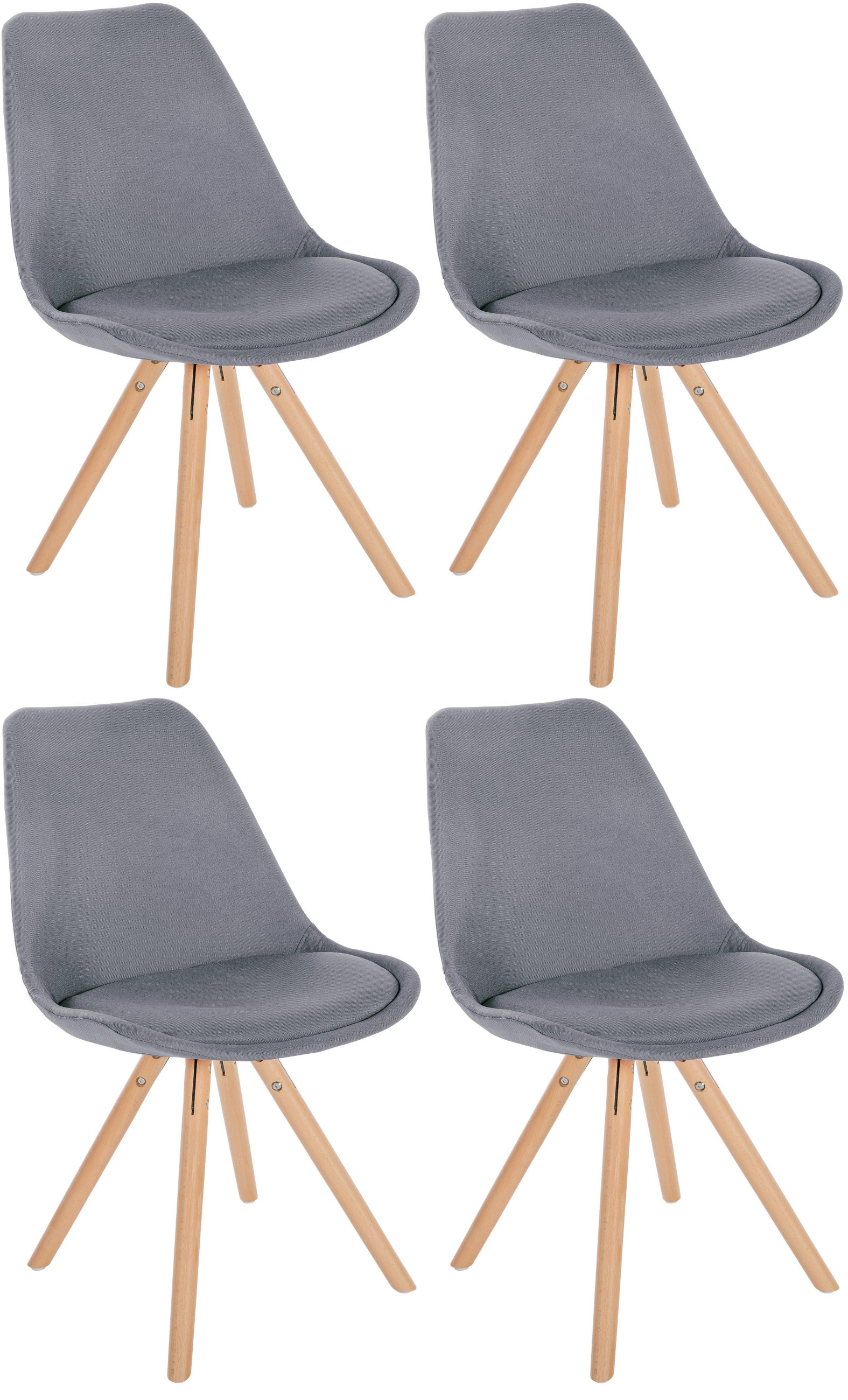 CLP 4er Set St&uuml;hle Sofia Mit Stoffbezug Und Hochwertiger Polsterung I Besucherst&uuml;hle Mit Robustem 4-Fu&szlig; Holzgestell 