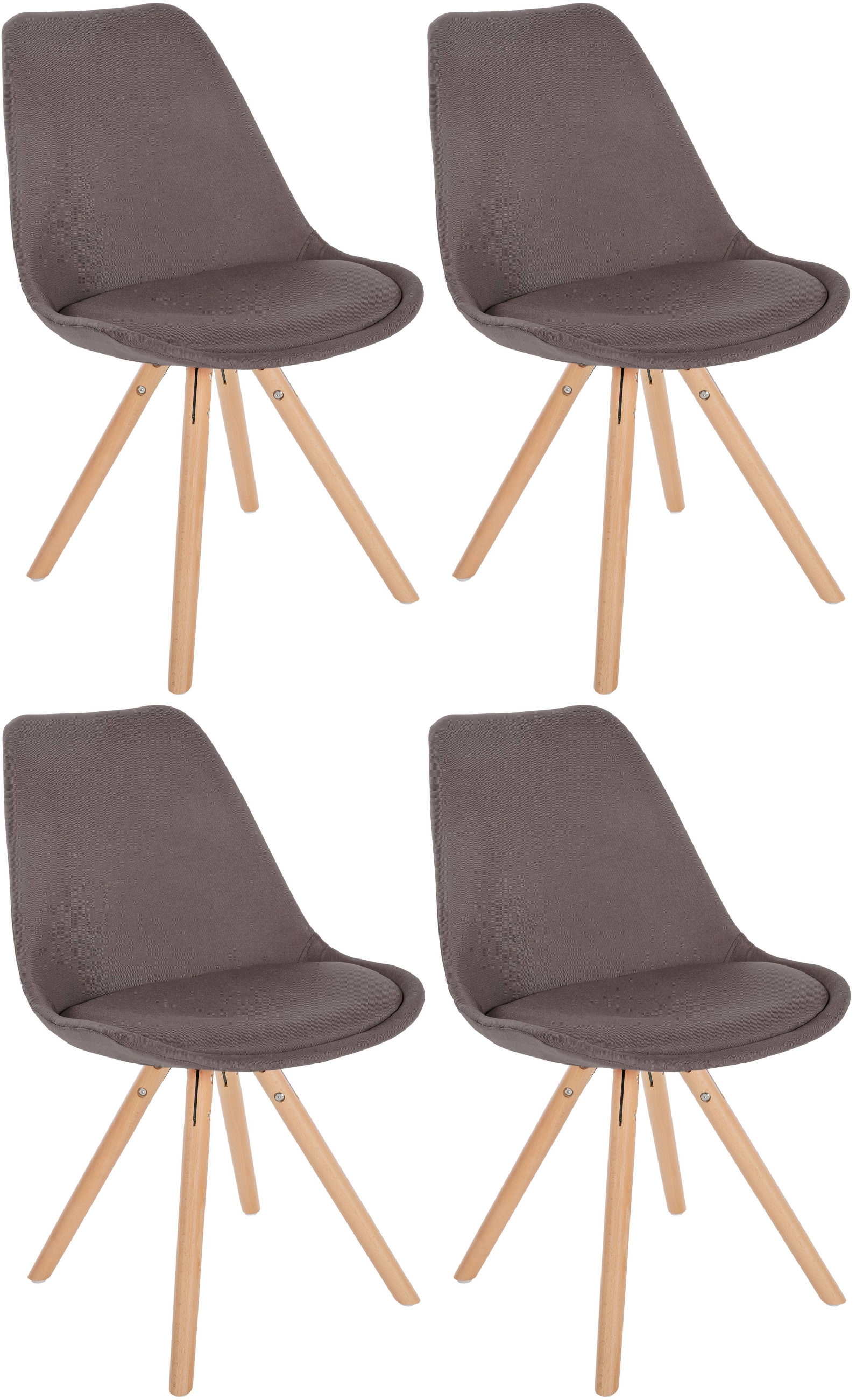 CLP 4er Set St&uuml;hle Sofia Mit Stoffbezug Und Hochwertiger Polsterung I Besucherst&uuml;hle Mit Robustem 4-Fu&szlig; Holzgestell 