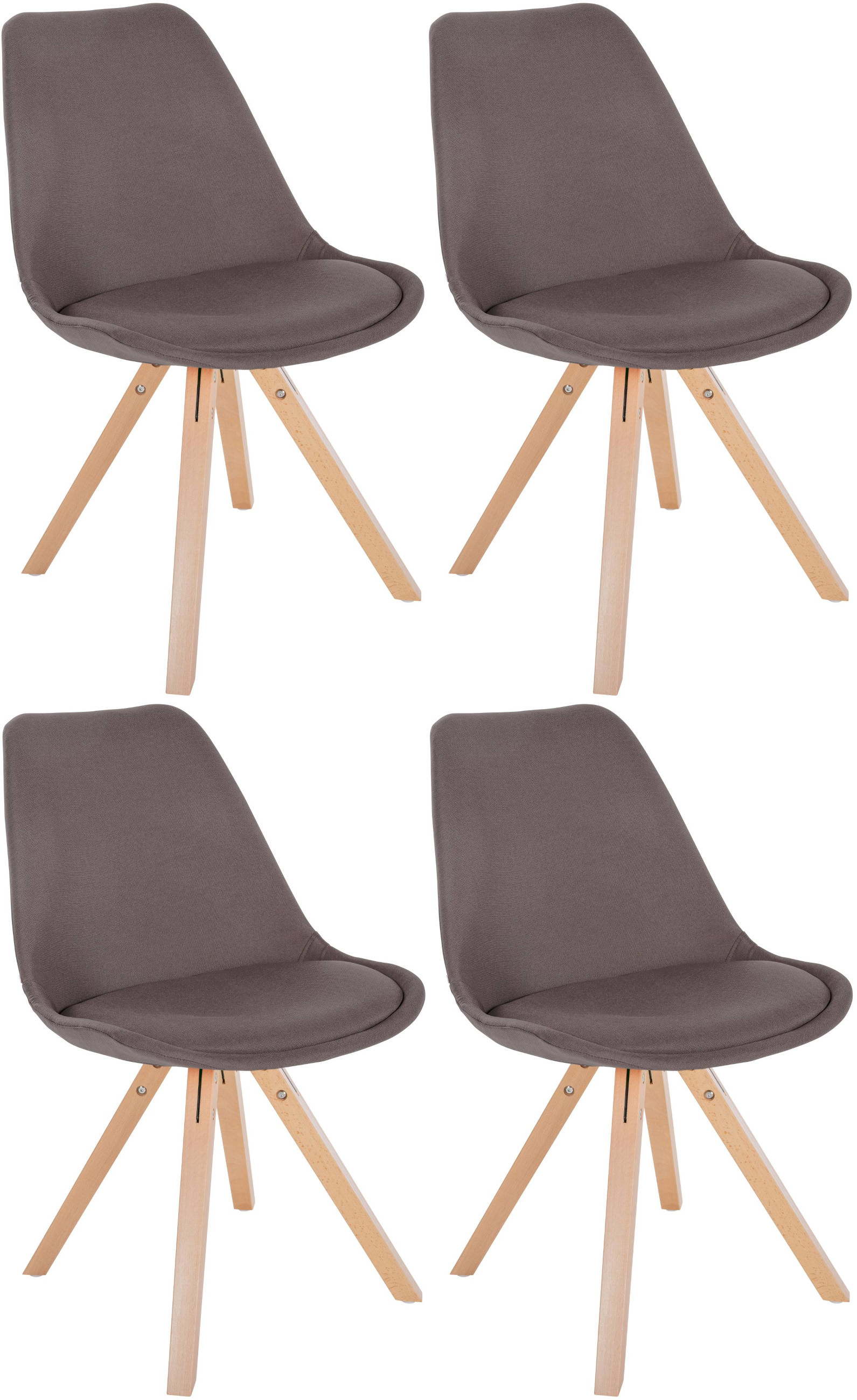 CLP 4er Set St&uuml;hle Sofia Mit Stoffbezug Und Hochwertiger Polsterung I Besucherst&uuml;hle Mit Robustem 4-Fu&szlig; Holzgestell 