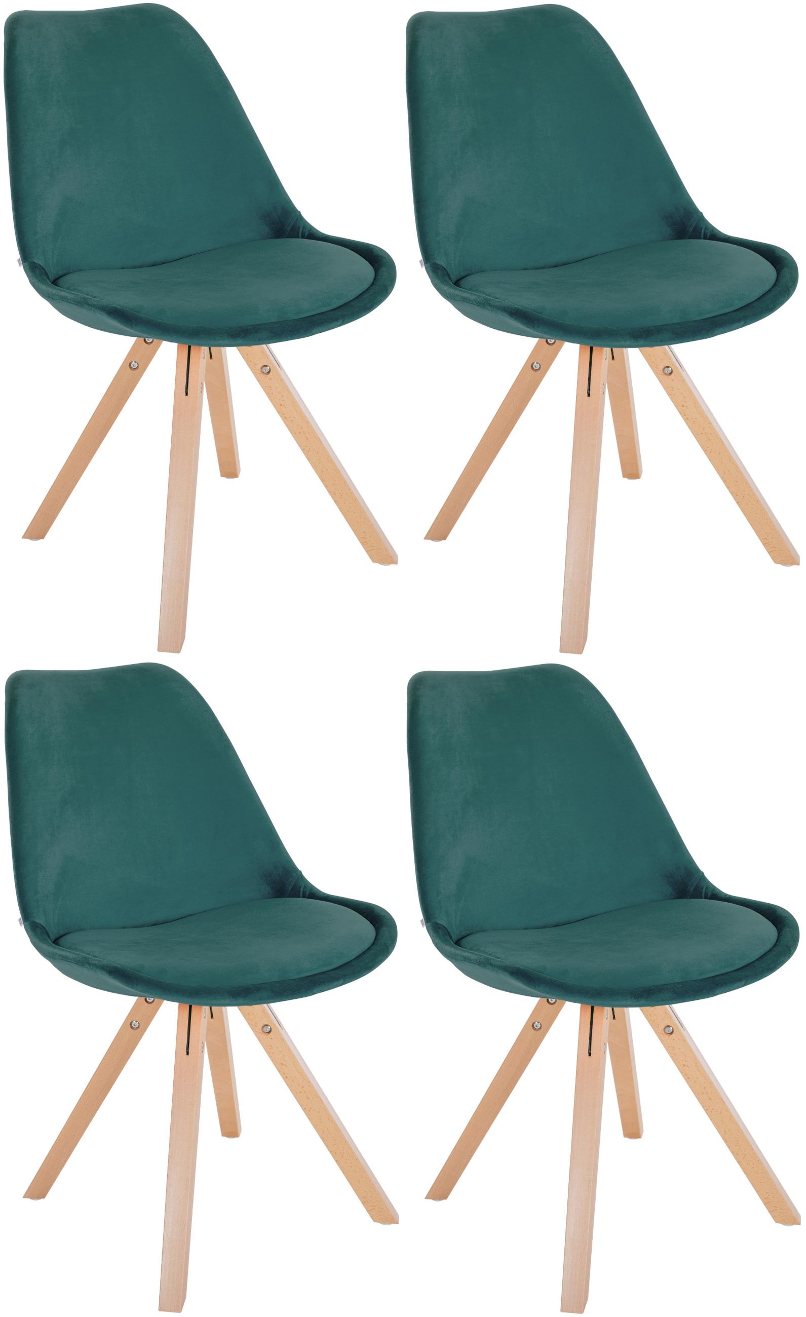 CLP 4er Set St&uuml;hle Sofia mit Samtbezug und hochwertiger Polsterung I Besucherst&uuml;hle mit robustem 4-Fu&szlig; Holzgestell 