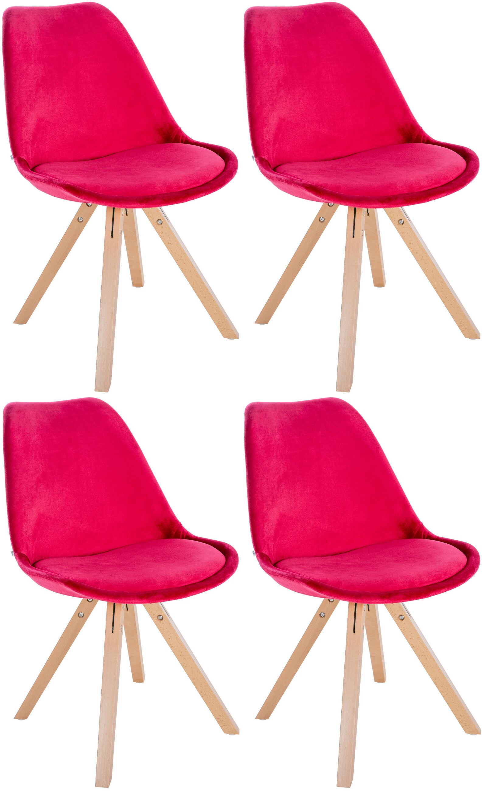 CLP 4er Set St&uuml;hle Sofia mit Samtbezug und hochwertiger Polsterung I Besucherst&uuml;hle mit robustem 4-Fu&szlig; Holzgestell 