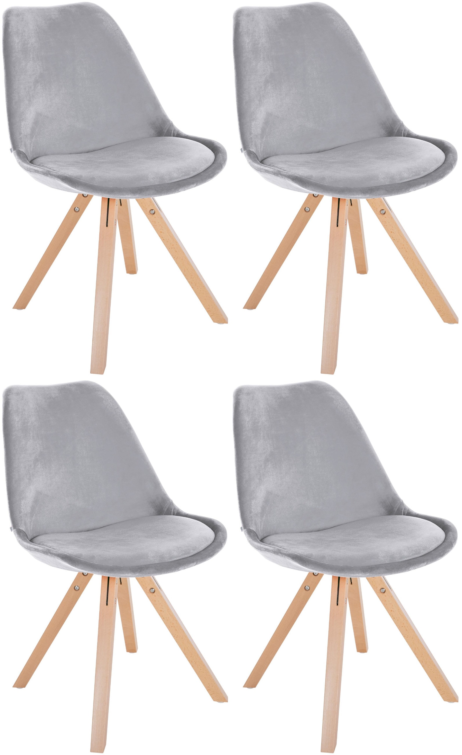 CLP 4er Set St&uuml;hle Sofia mit Samtbezug und hochwertiger Polsterung I Besucherst&uuml;hle mit robustem 4-Fu&szlig; Holzgestell 