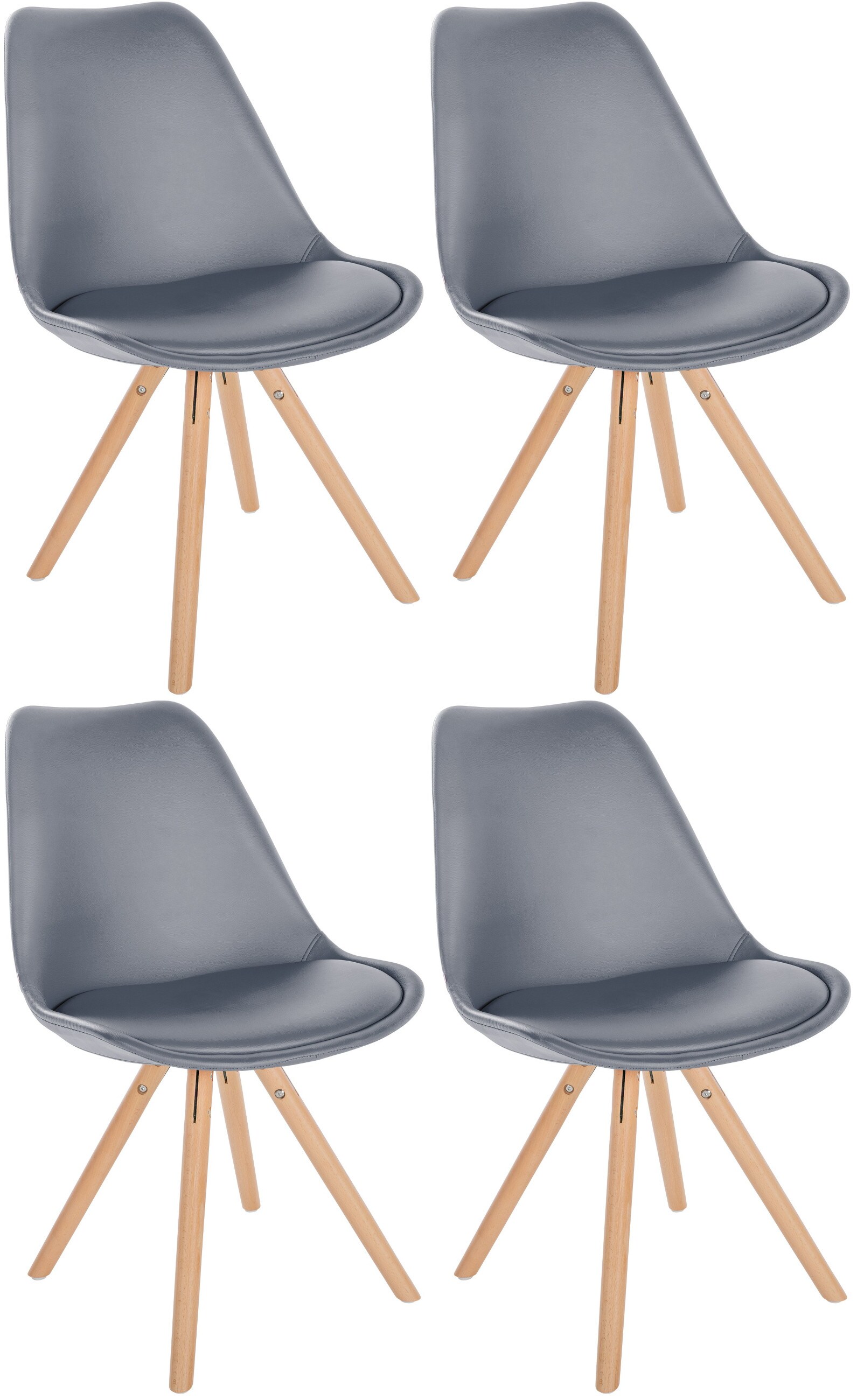 CLP 4er Set St&uuml;hle Sofia Mit Kunstlederbezug Und Hochwertiger Polsterung I Besucherst&uuml;hle Mit Robustem 4-Fu&szlig; Holzgestell 