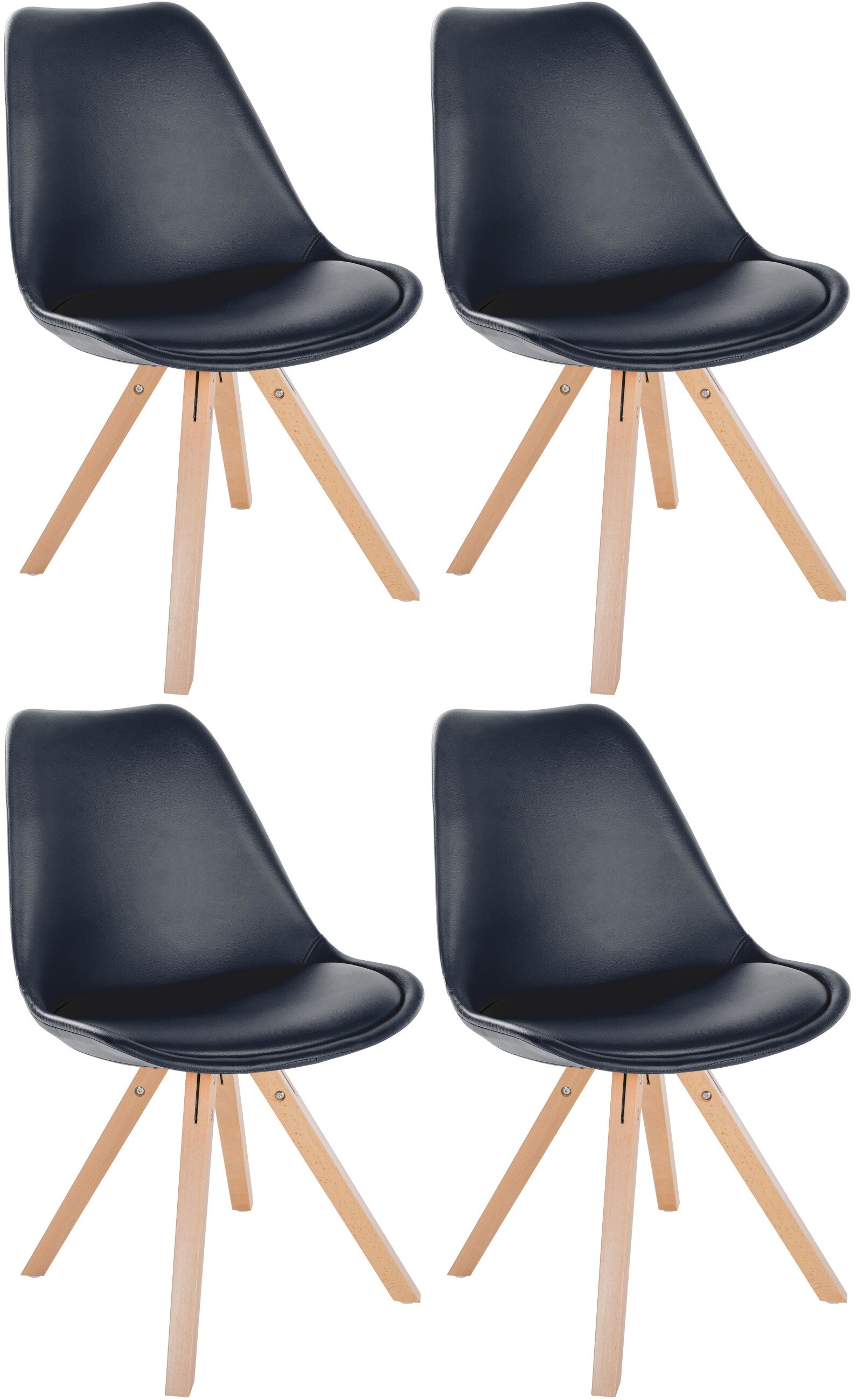 CLP 4er Set St&uuml;hle Sofia Mit Kunstlederbezug Und Hochwertiger Polsterung I Besucherst&uuml;hle Mit Robustem 4-Fu&szlig; Holzgestell 