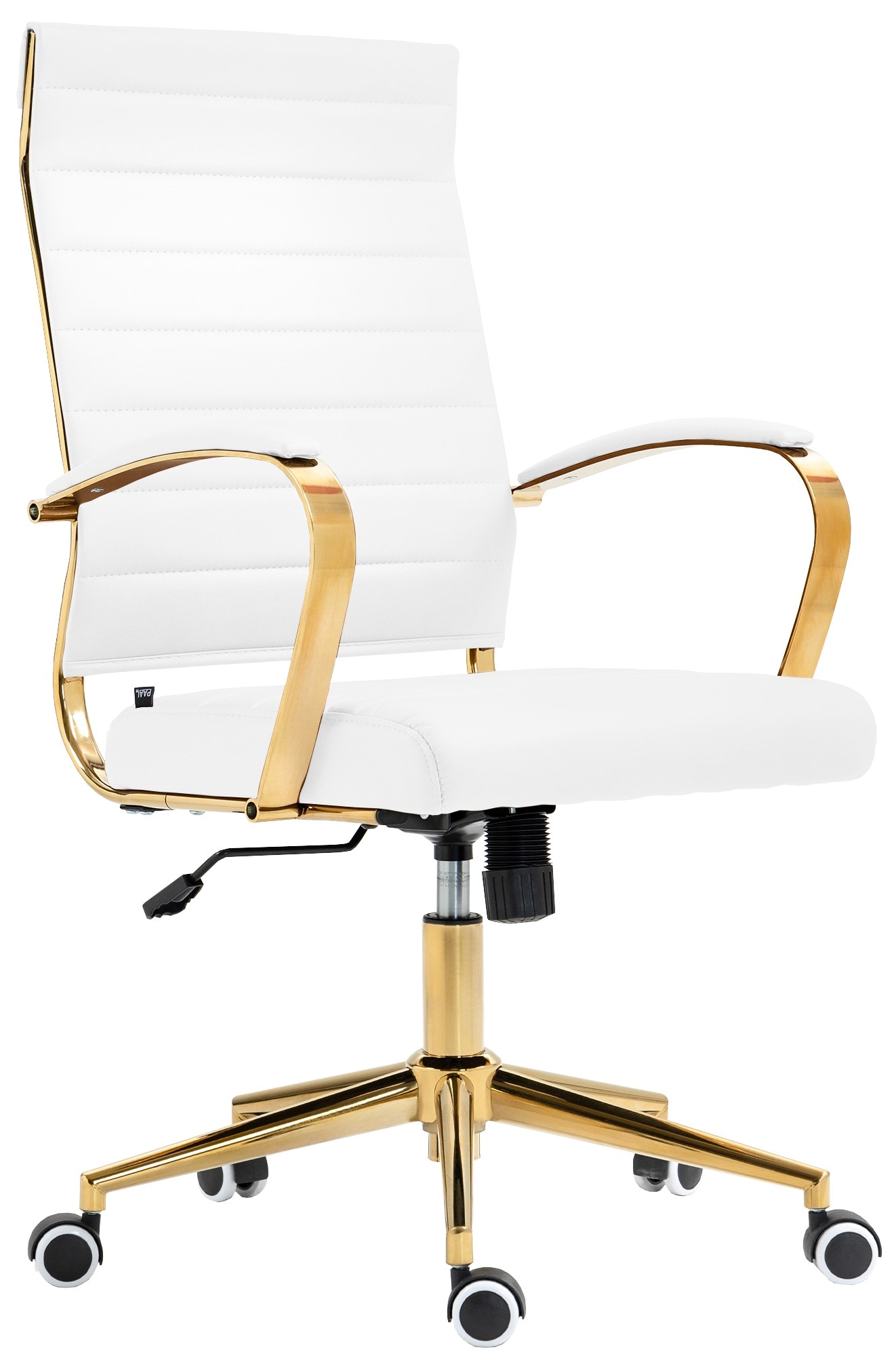 CLP Ergonomischer B&uuml;rostuhl Havanna Kunstleder I H&ouml;henverstellbarer Schreibtischstuhl Mit Metall-Gestell In Gold-Optik I 360 Grad Drehbar 