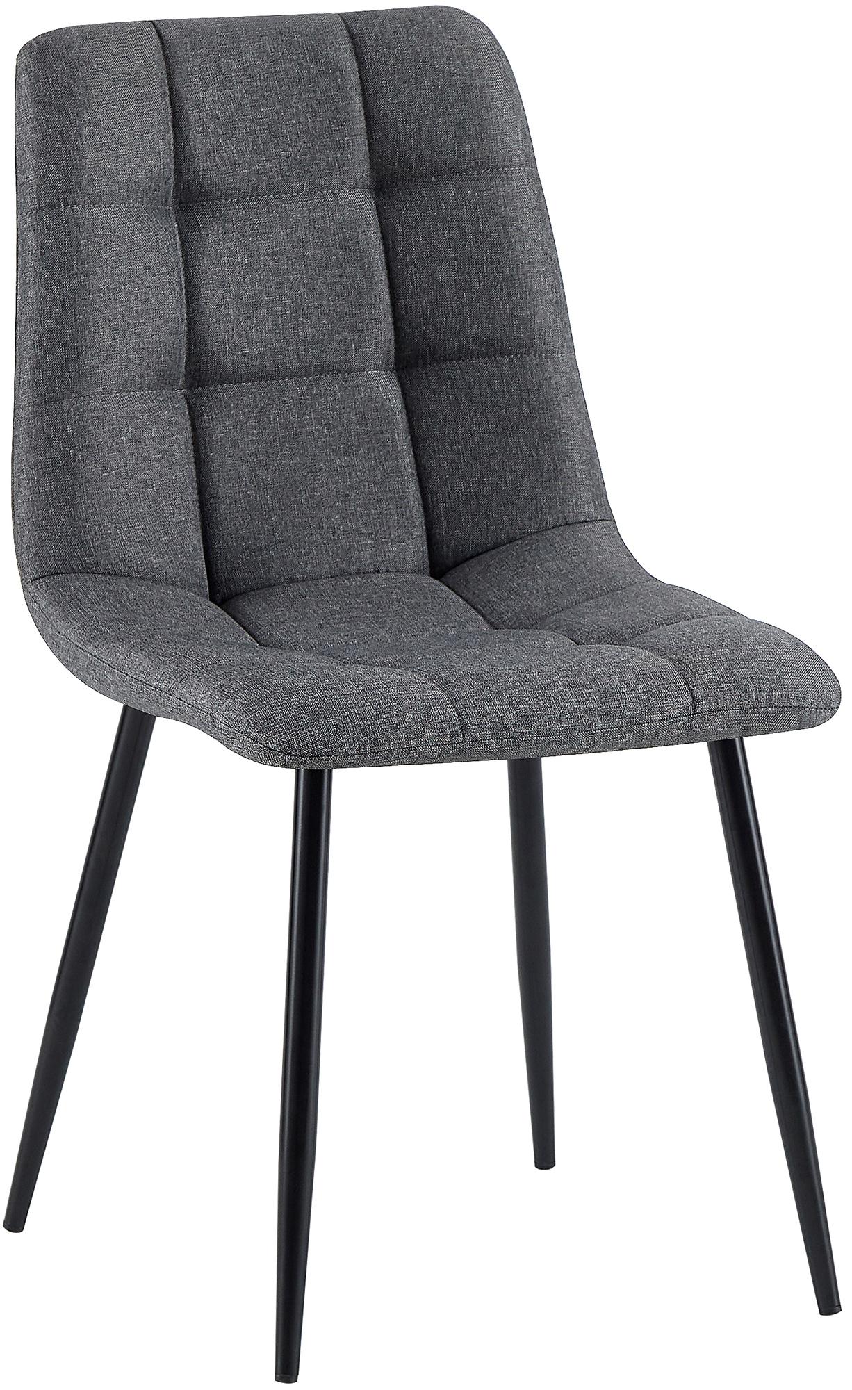 CLP Esszimmerstuhl gepolstert Antibes, K&uuml;chenstuhl Stoffbezug mit R&uuml;ckenlehne und schwarzem Metallgestell, Polsterstuhl bis 150 kg belastbar 