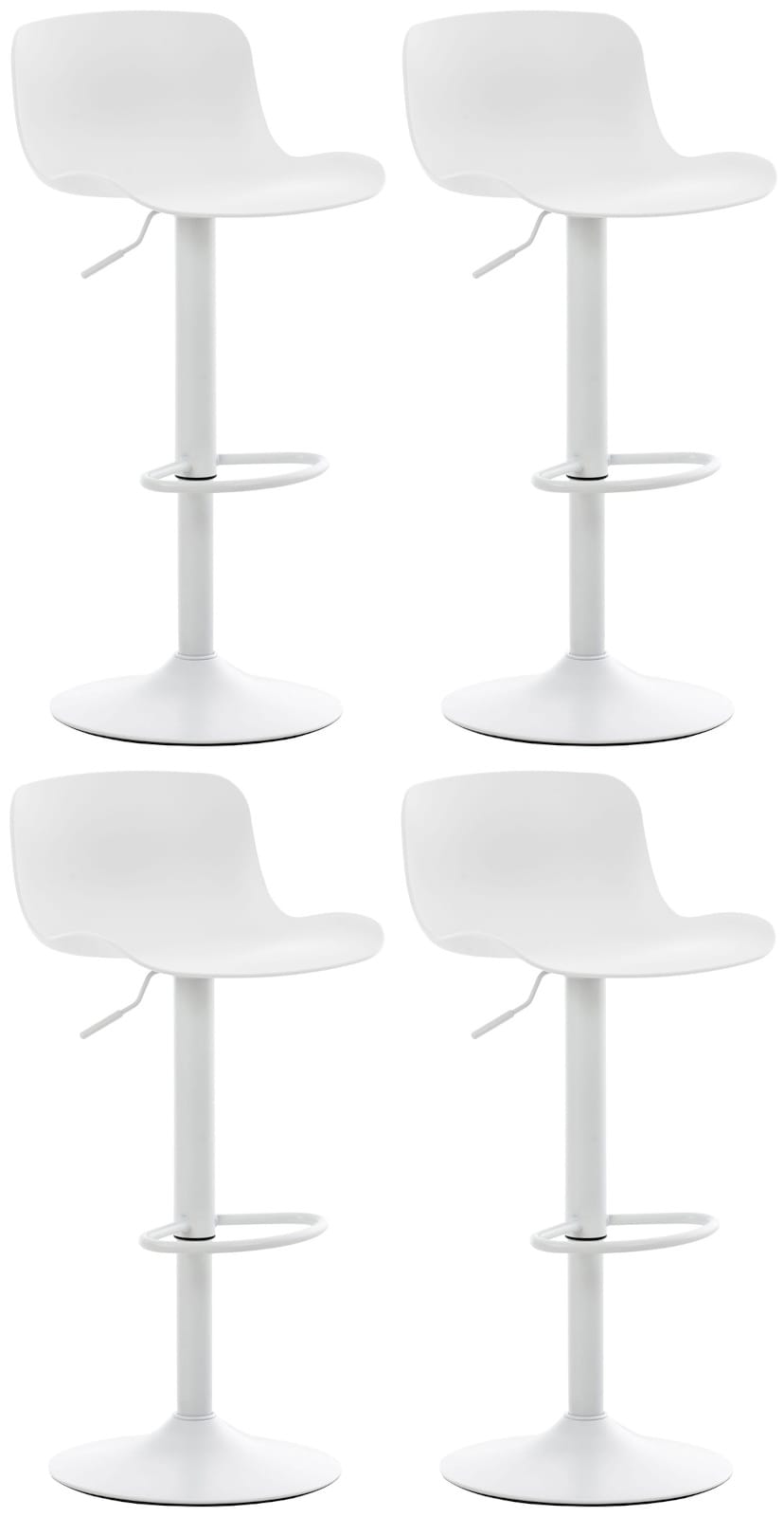 CLP 4er Set Barhocker Almada Mit Kunststoffsitz I H&ouml;henverstellbarer Tresenstuhl Mit Lehne I Thekenhocker Mit Trompetenfu&szlig; 