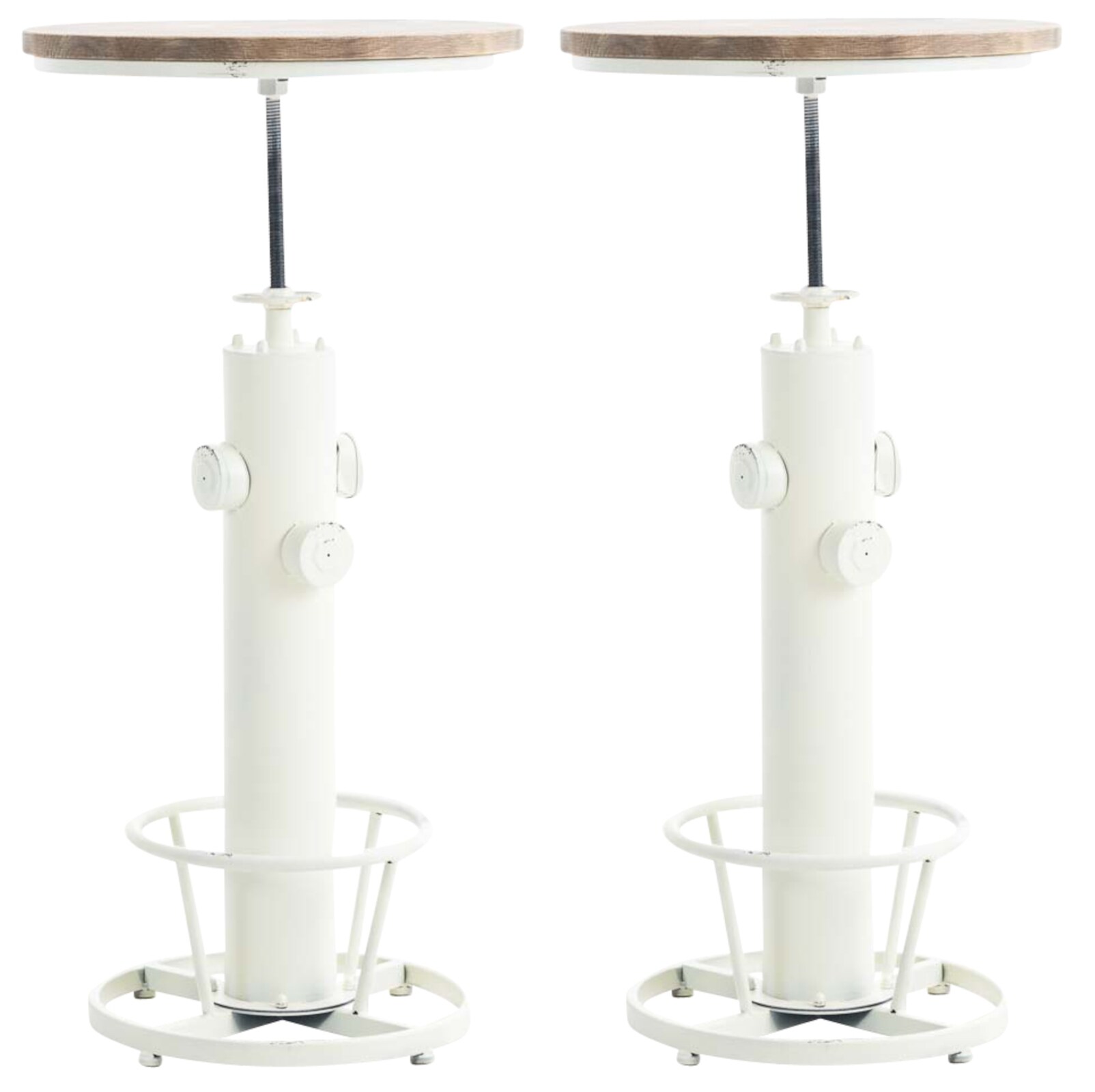 CLP 2er Set Stehtische Ruhr I H&ouml;henverstellbare Bartische mit Fu&szlig;ablagen I Tischgestelle aus Metall und Tischplatten aus Kiefernholz 
