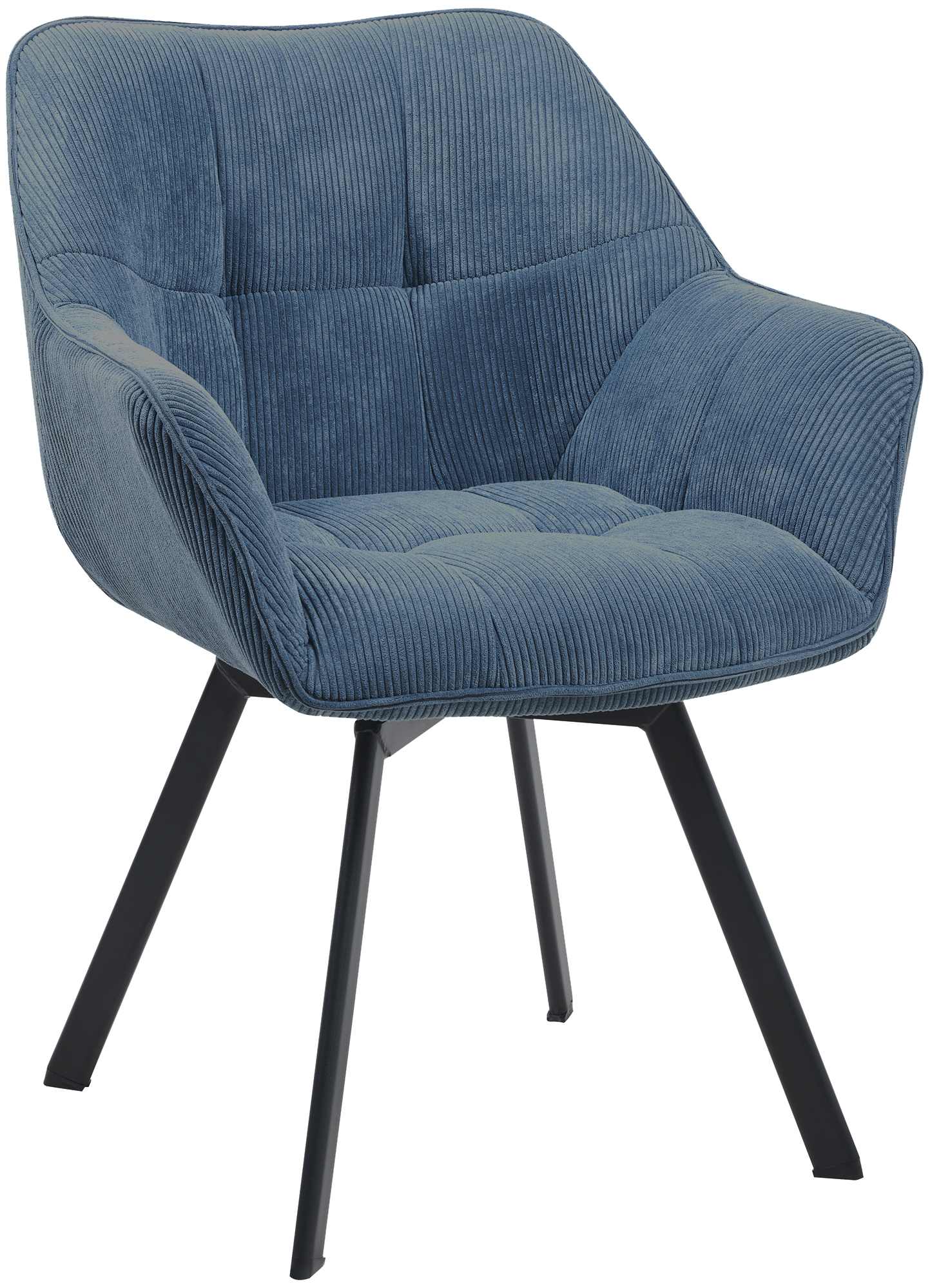 CLP Esszimmerstuhl ergonomisch Jordi Cord, drehbar mit Armlehnen, Polstersessel, 4-Fu&szlig;-Metallgestell, bis 150 kg, mit Bodenschonern 