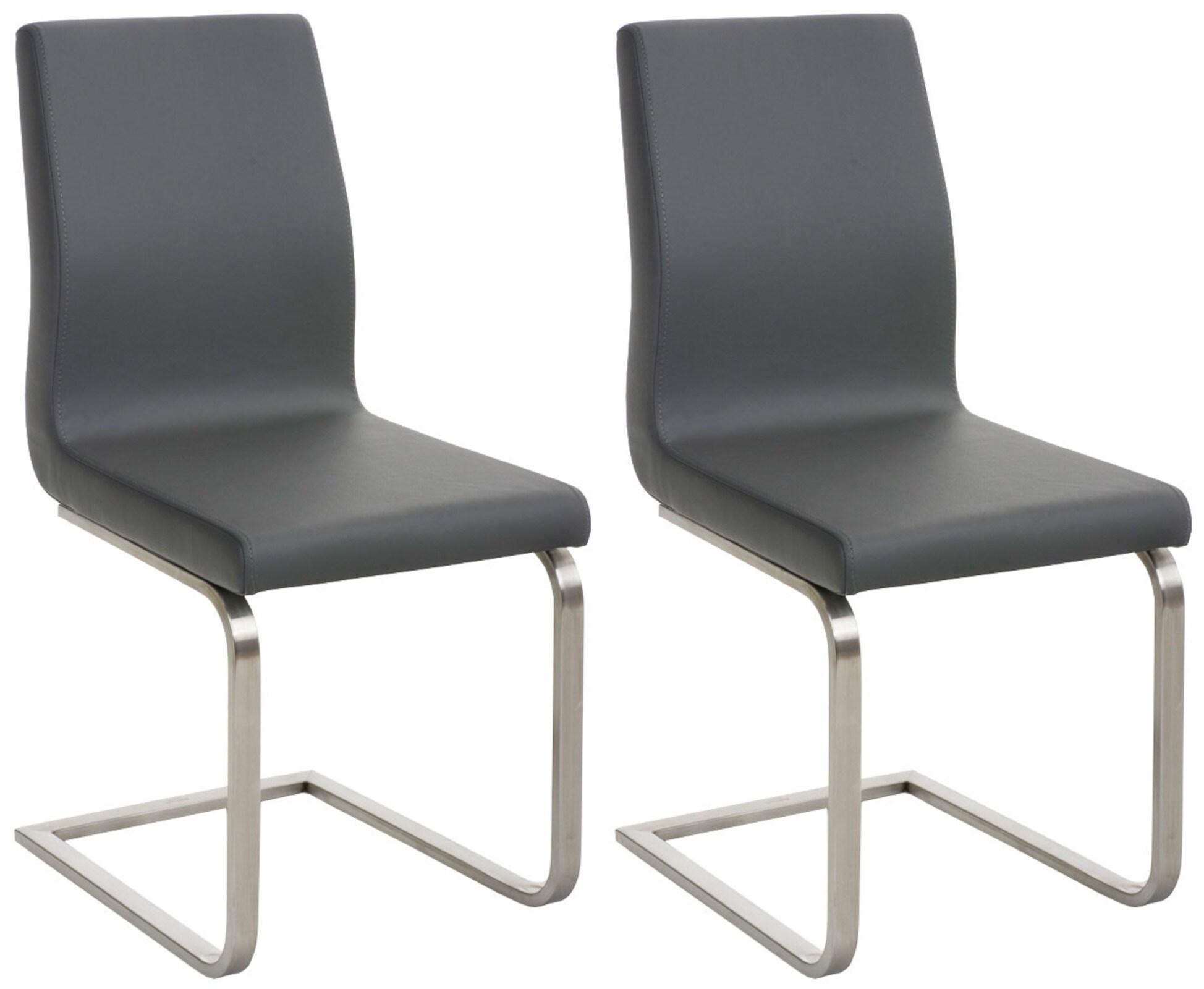 CLP 2er Set Esszimmerst&uuml;hle Belfort, Freischwinger mit Polsterung, Kunstlederbezug, Edelstahlgestell, K&uuml;chenstuhl modern 