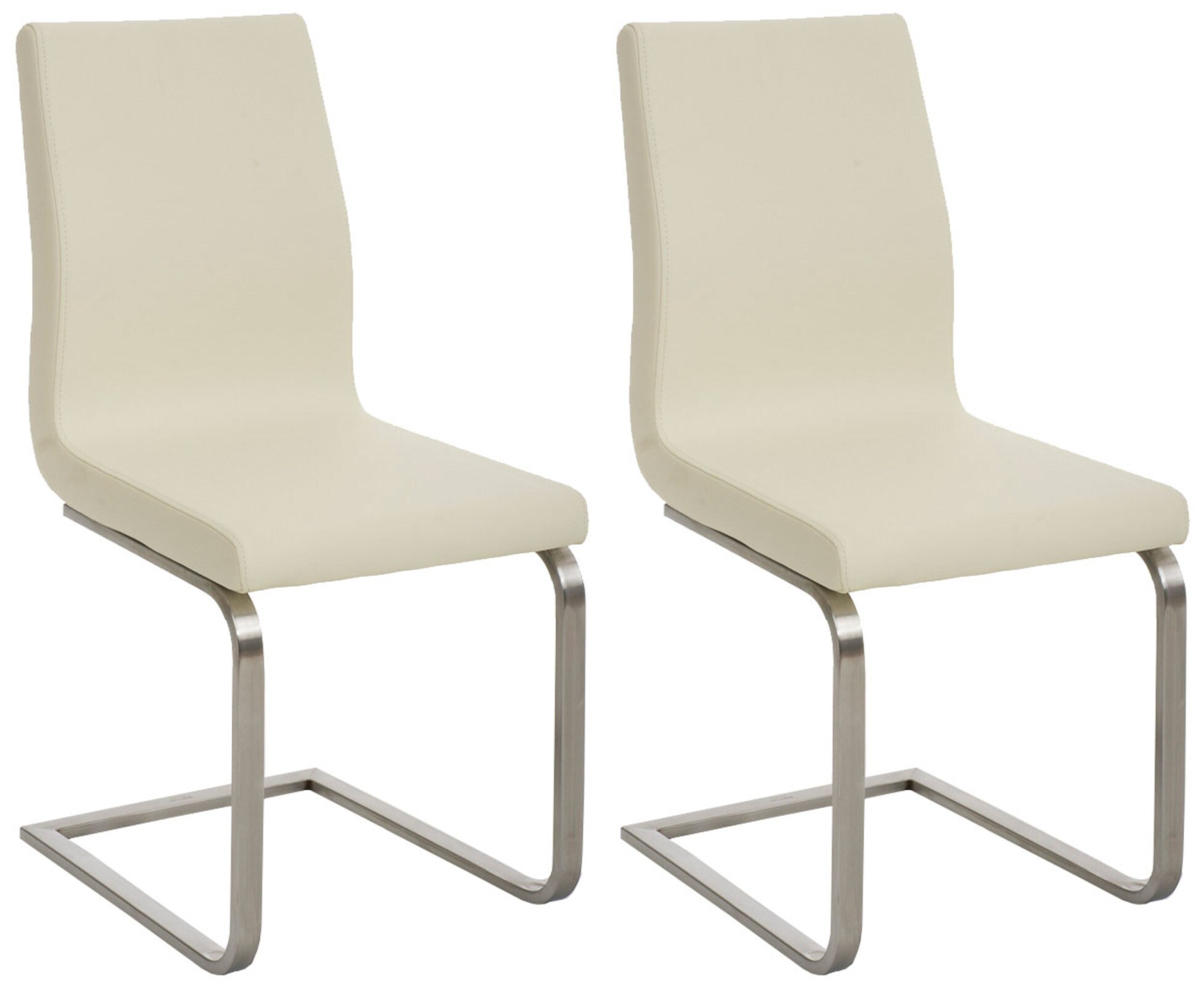 CLP 2er Set Esszimmerst&uuml;hle Belfort, Freischwinger mit Polsterung, Kunstlederbezug, Edelstahlgestell, K&uuml;chenstuhl modern 