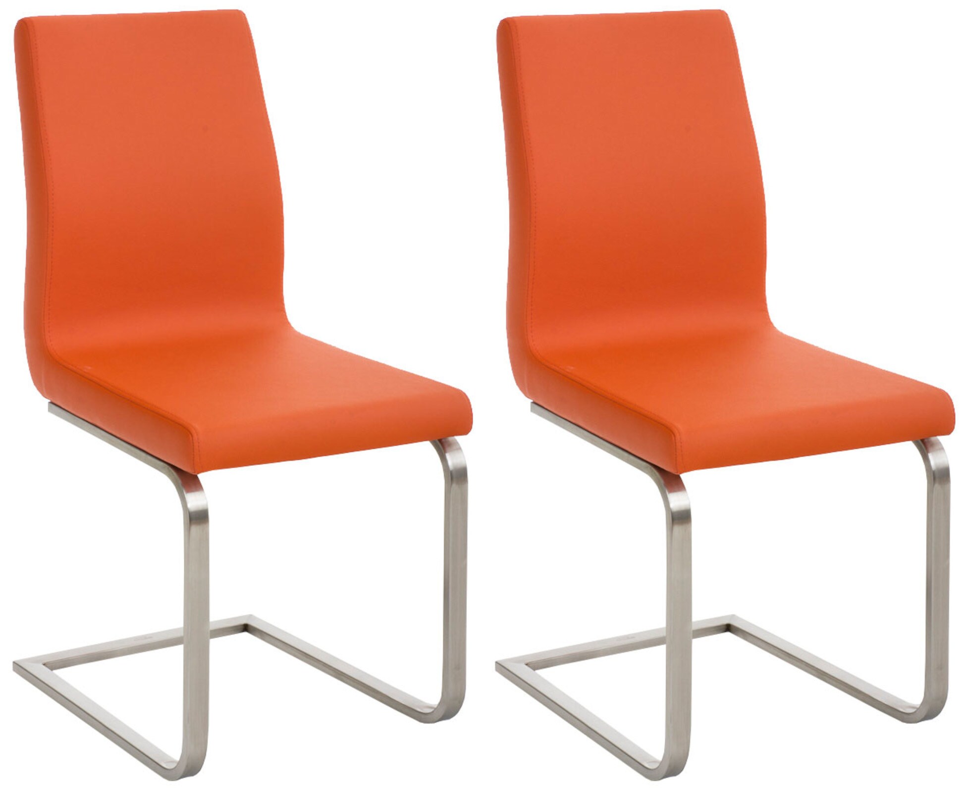 CLP 2er Set Esszimmerst&uuml;hle Belfort, Freischwinger mit Polsterung, Kunstlederbezug, Edelstahlgestell, K&uuml;chenstuhl modern 