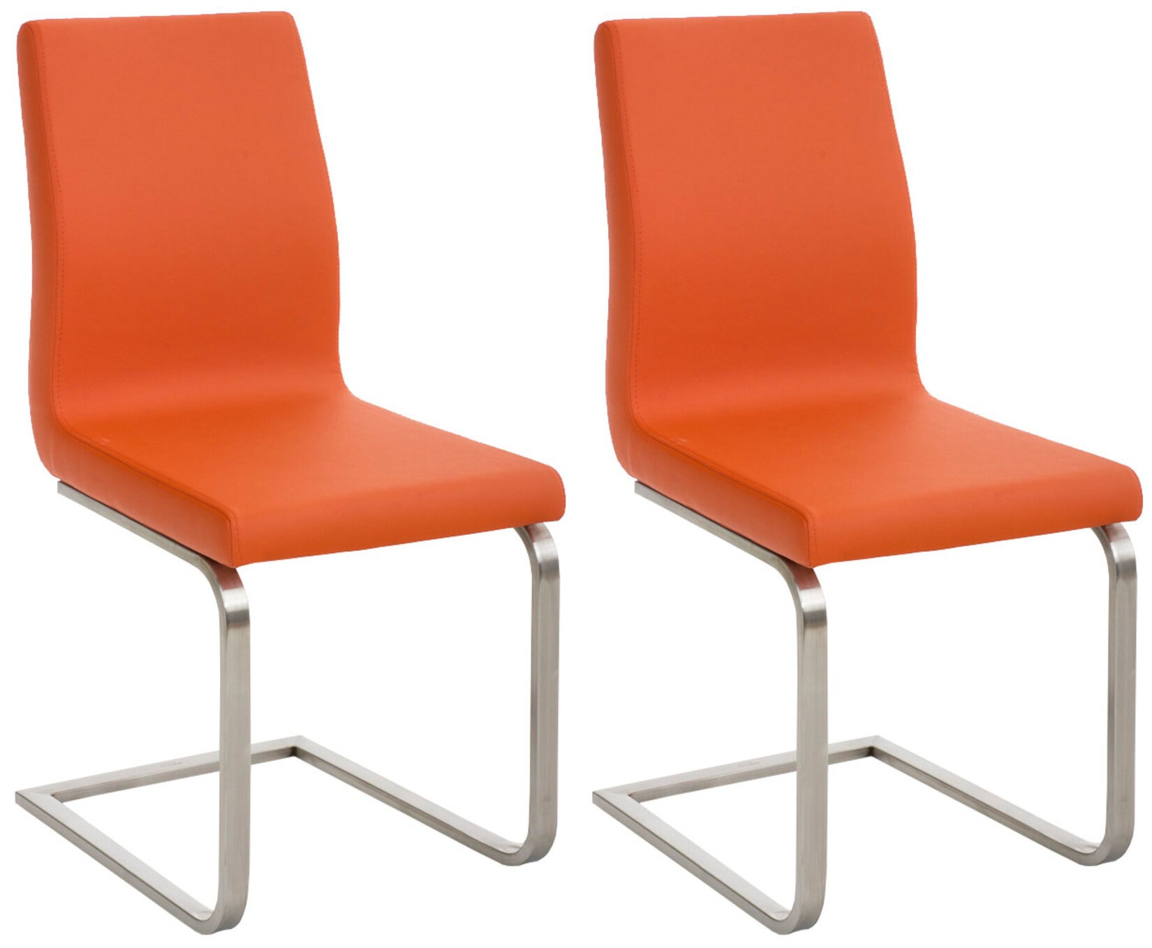 CLP 2er Set Esszimmerstühle Belfort, Freischwinger mit Polsterung, Kunstlederbezug, Edelstahlgestell, Küchenstuhl modern