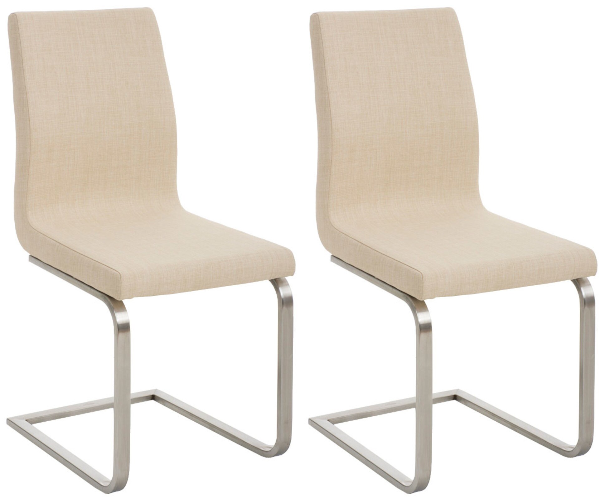 CLP Esszimmerst&uuml;hle 2er Set Belfort Stoff, moderne Freischwinger mit Polsterung und hoher R&uuml;ckenlehne, stabiles Edelstahlgestell 