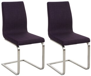 CLP Esszimmerstühle 2er Set Belfort Stoff, moderne Freischwinger mit Polsterung und hoher Rückenlehne, stabiles Edelstahlgestell 