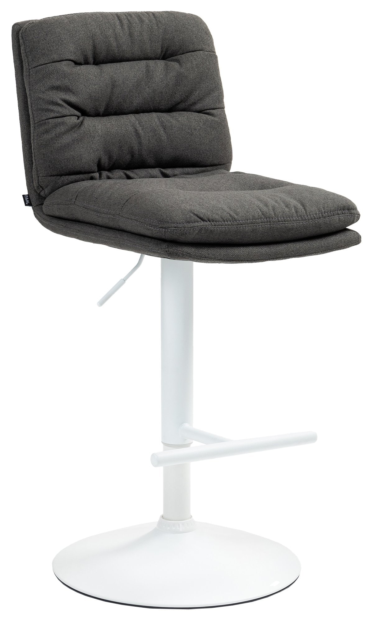 CLP Barhocker Damar mit Stoffbezug I Barstuhl h&ouml;henverstellbar und drehbar I gepolsterter Tresenhocker mit Fu&szlig;st&uuml;tze und R&uuml;ckenlehne 