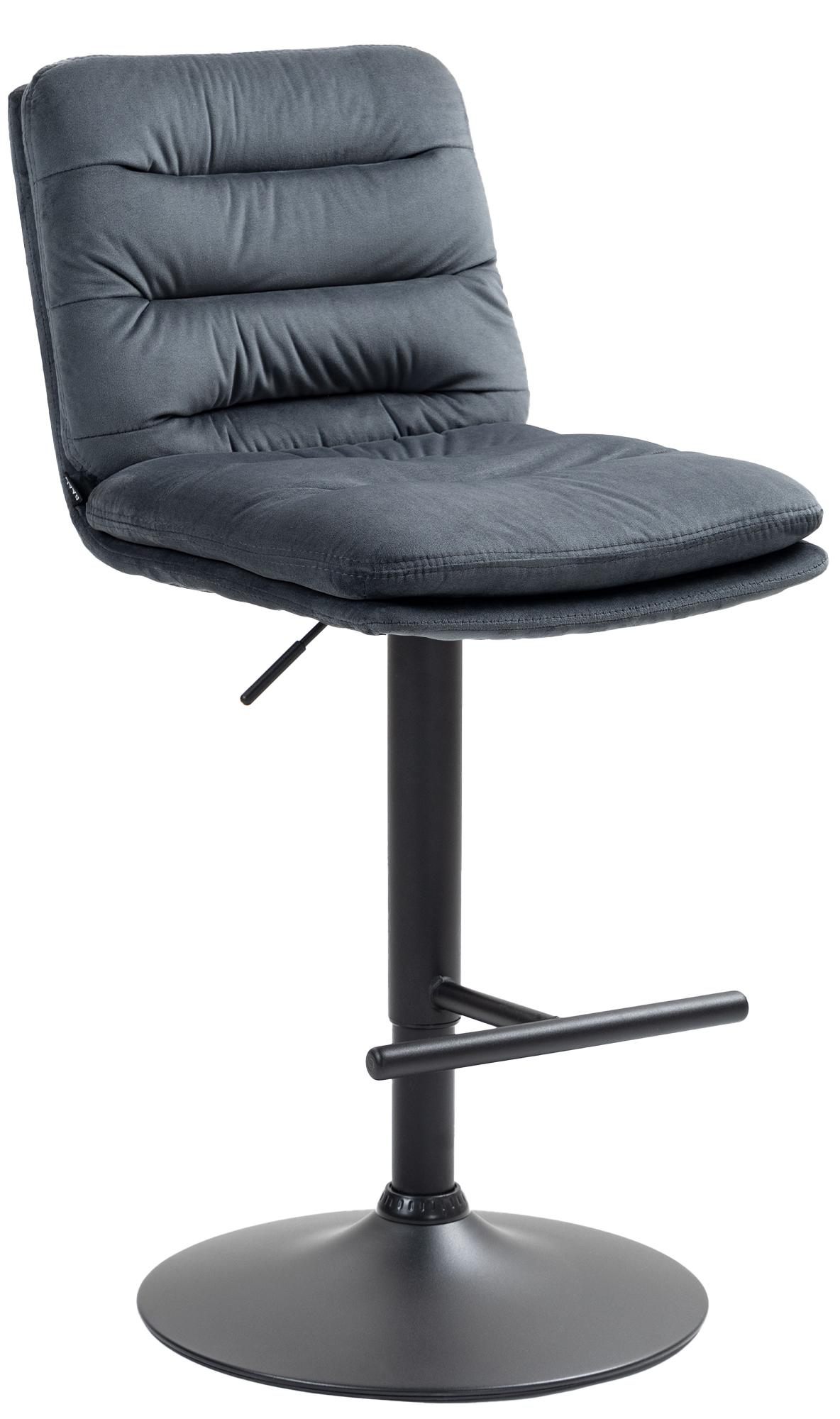CLP Barhocker Damar mit Samtbezug I Barstuhl h&ouml;henverstellbar und drehbar I gepolsterter Tresenhocker mit Fu&szlig;st&uuml;tze und R&uuml;ckenlehne 