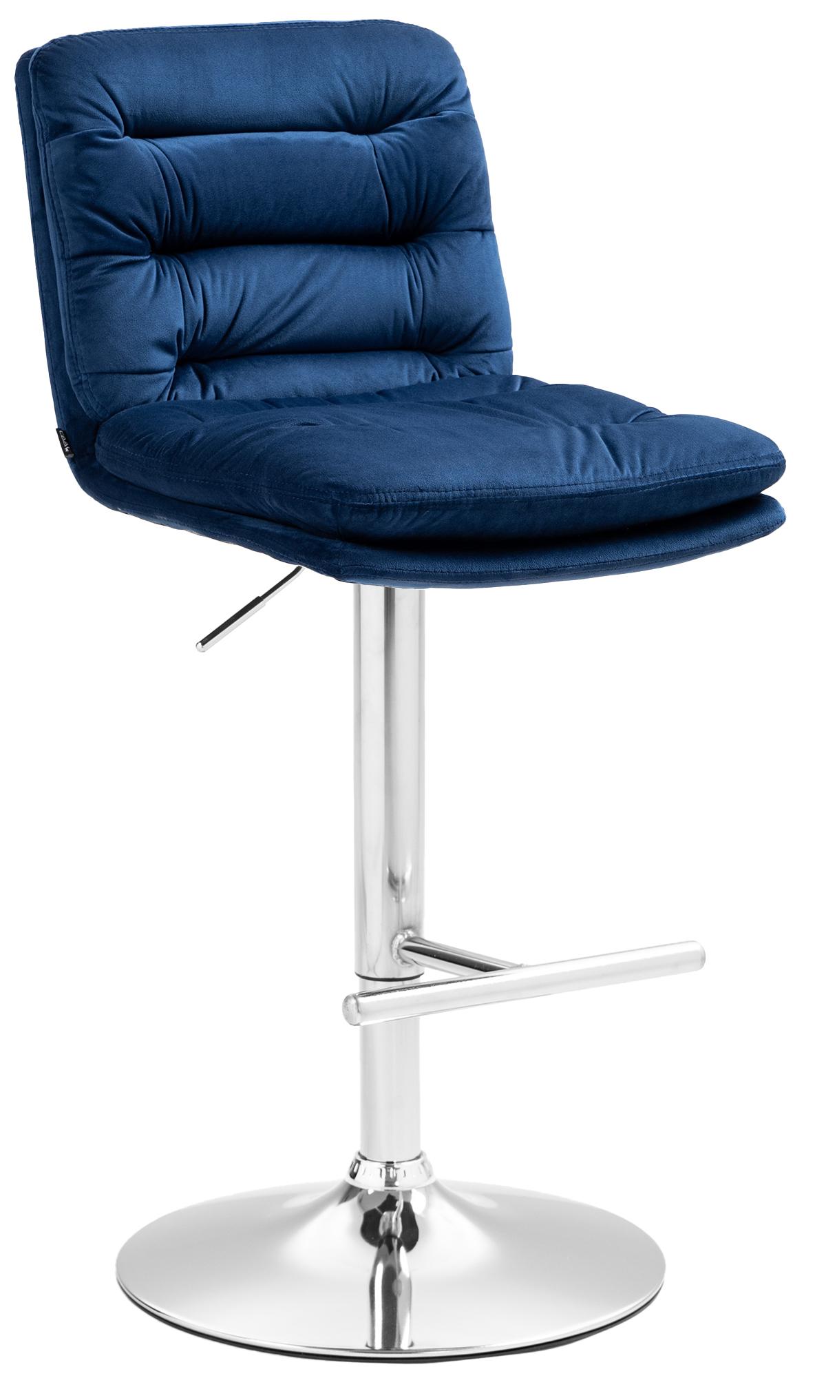 CLP Barhocker Damar mit Samtbezug I Barstuhl h&ouml;henverstellbar und drehbar I gepolsterter Tresenhocker mit Fu&szlig;st&uuml;tze und R&uuml;ckenlehne 