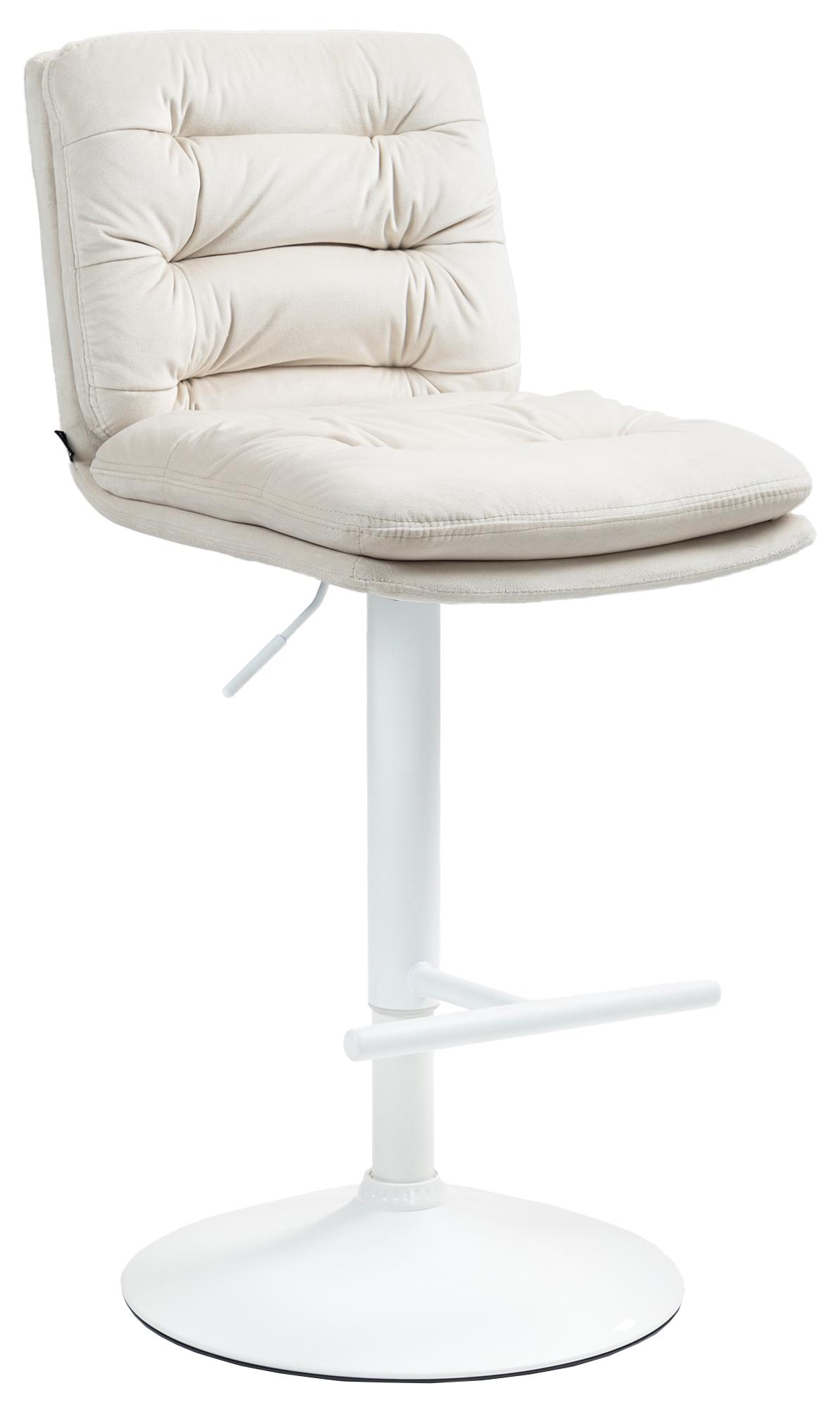 CLP Barhocker Damar mit Samtbezug I Barstuhl h&ouml;henverstellbar und drehbar I gepolsterter Tresenhocker mit Fu&szlig;st&uuml;tze und R&uuml;ckenlehne 