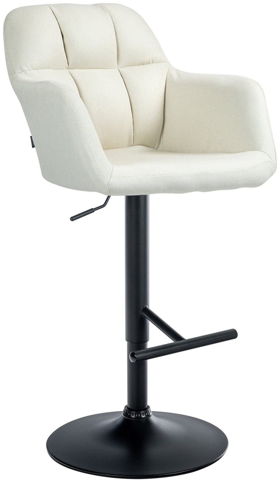 CLP Barhocker Natoma Stoff schwarz Farbe: creme, Material Gestell: Metall matt schwarz