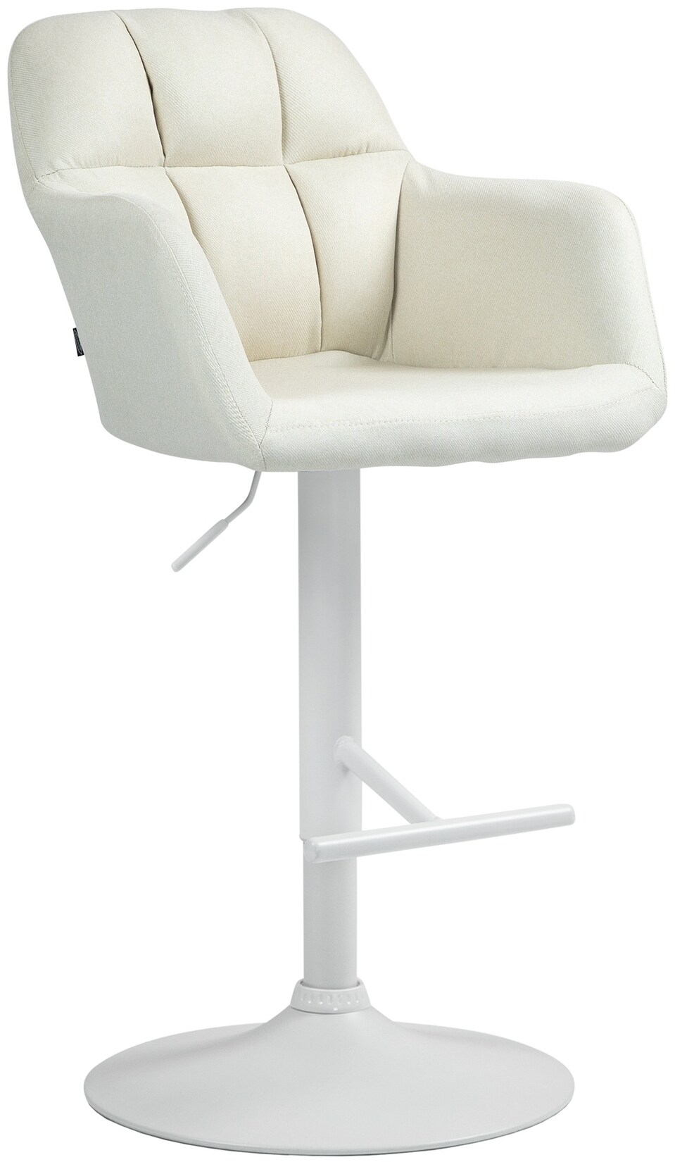 CLP Barhocker Natoma Stoff weiß Farbe: creme, Material Gestell: Metall matt weiss