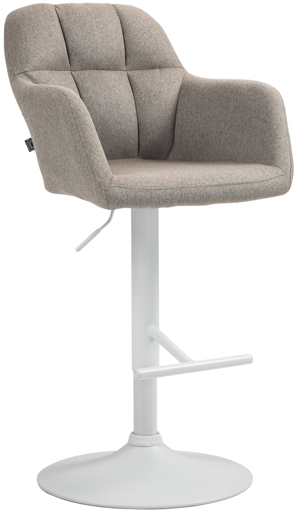 CLP Barhocker Natoma Stoff weiß - Farbe: taupe, Gestellmaterial: Metall matt weiss