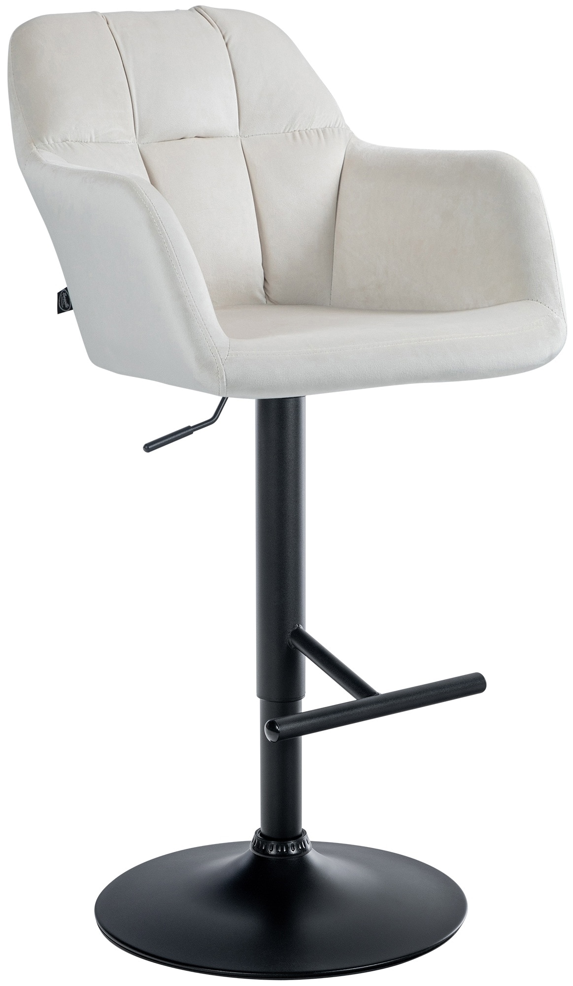 CLP Barhocker Natoma Samt I 360&deg; Drehbar, Metallgestell H&ouml;henverstellbar Mit Fu&szlig;st&uuml;tze I Tresenhocker Mit Gepolstertem Sitz Und R&uuml;cklehne 