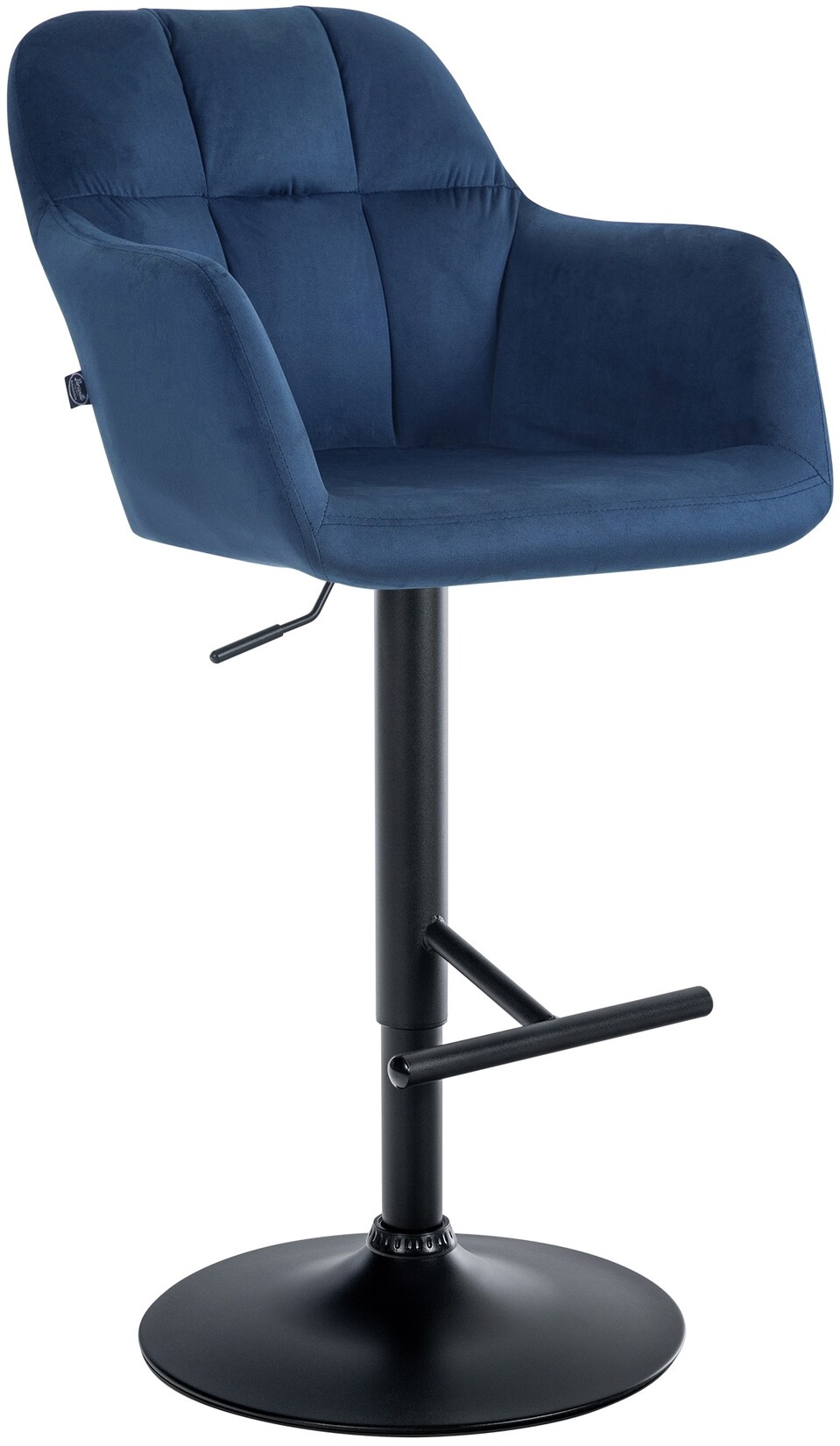 CLP Barhocker Natoma Samt schwarz Farbe: blau, Material Gestell: Metall matt schwarz