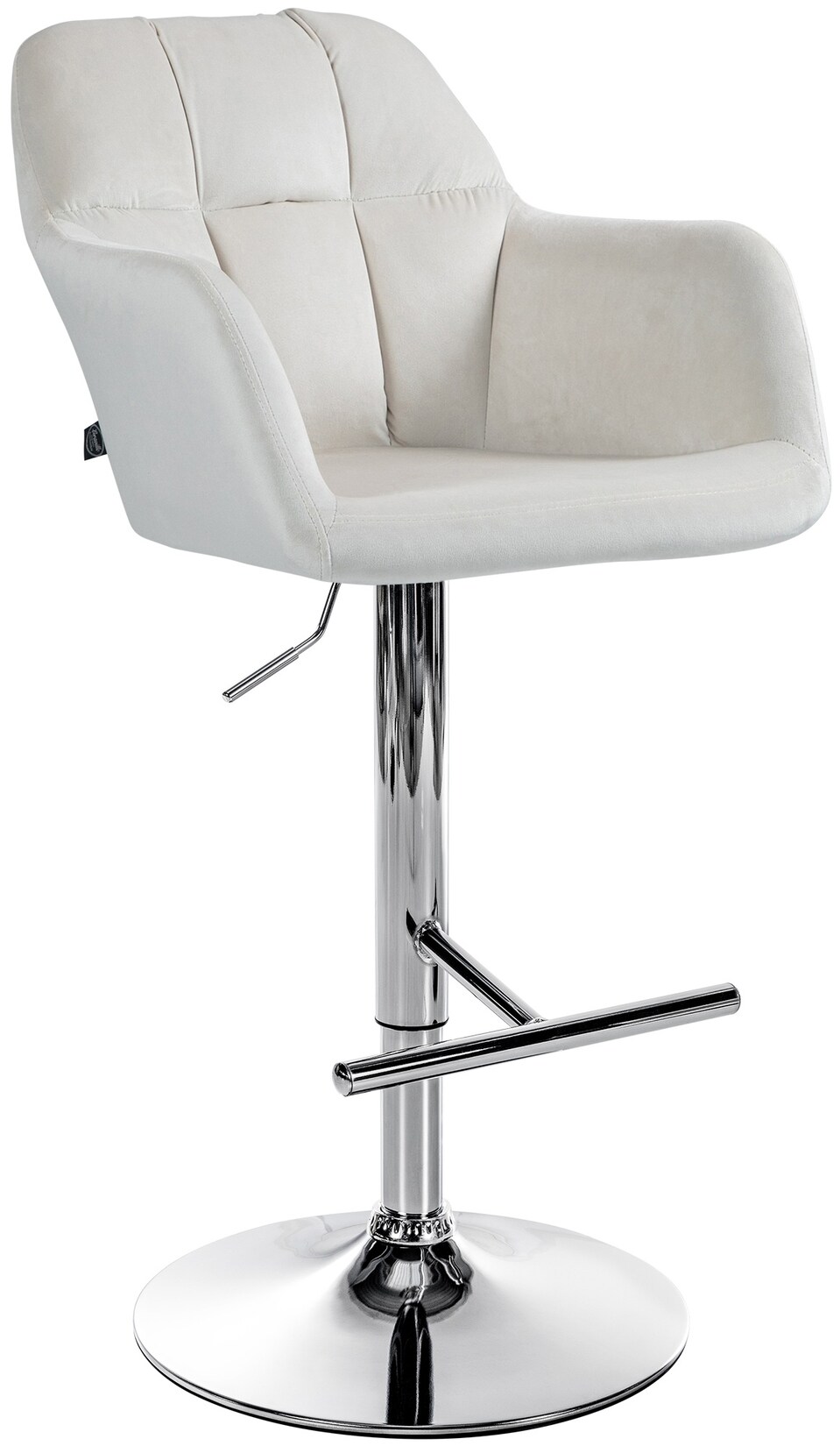CLP Barhocker Natoma Samt chrom - Farbe: creme, Gestellmaterial: Metall in Chromoptik