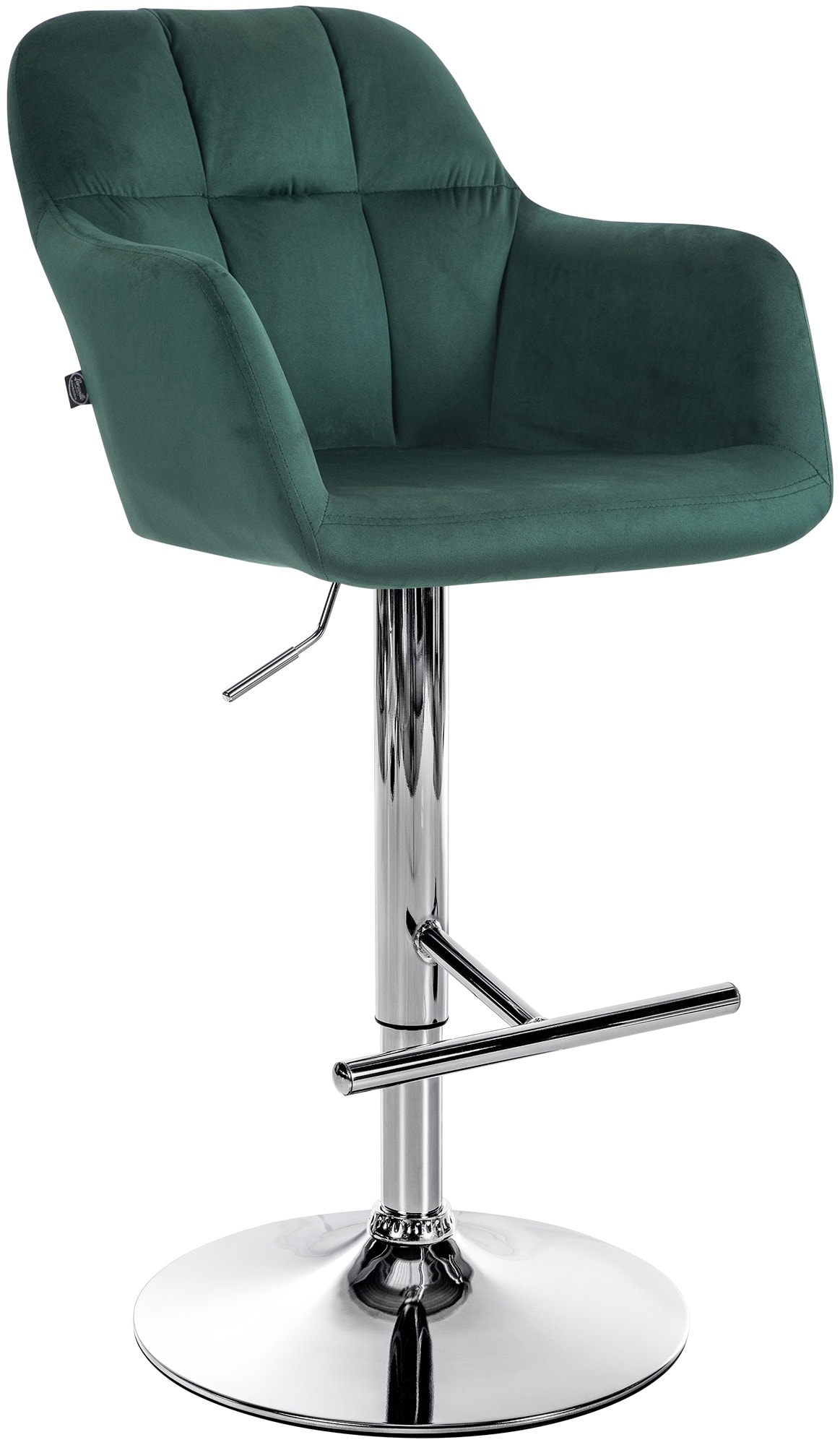 CLP Barhocker Natoma Samt I 360&deg; Drehbar, Metallgestell H&ouml;henverstellbar Mit Fu&szlig;st&uuml;tze I Tresenhocker Mit Gepolstertem Sitz Und R&uuml;cklehne 