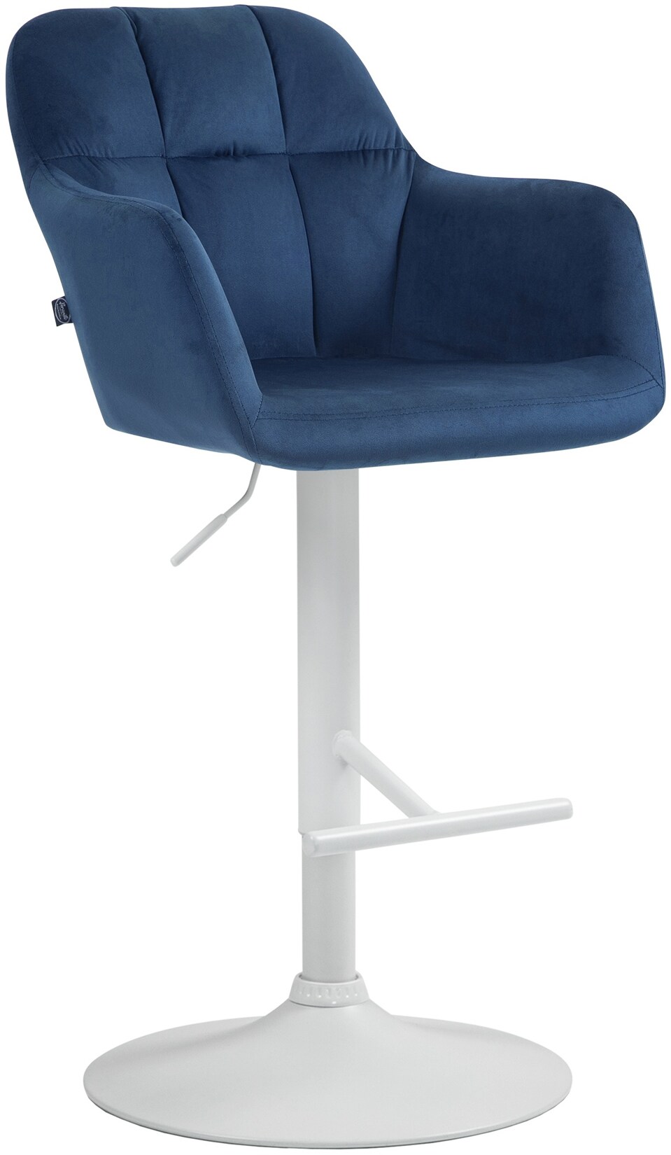 CLP Barhocker Natoma Samt weiß Farbe: blau, Material Gestell: Metall matt weiss