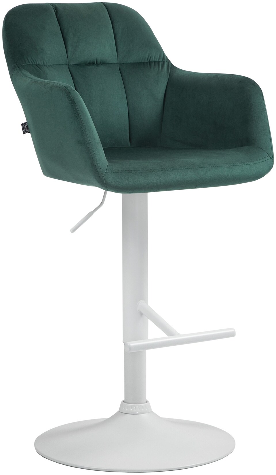 CLP Barhocker Natoma Samt weiß Farbe: grün, Material Gestell: Metall matt weiss