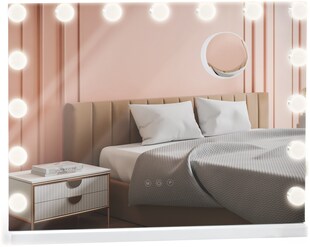 CLP Schminkspiegel Marlene I Kosmetikspiegel mit 10X Vergrößerung I Hollywoodspiegel mit dimmbarer LED-Beleuchtung I 3 Licht-Modi 