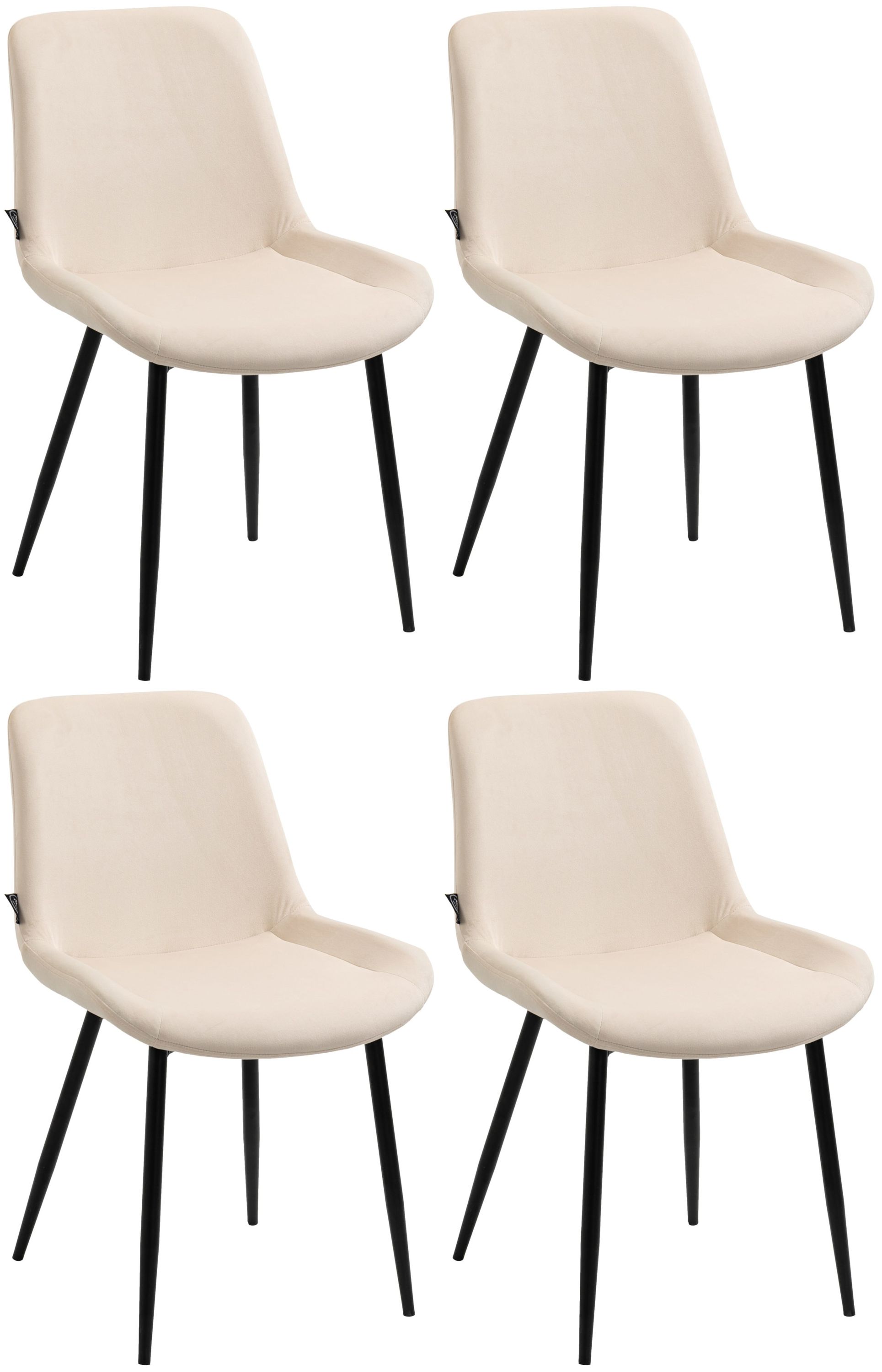 CLP 4er Set Esszimmerst&uuml;hle Victoria I Polsterst&uuml;hle Mit Samt-Bezug I Mit Bodenschonern 